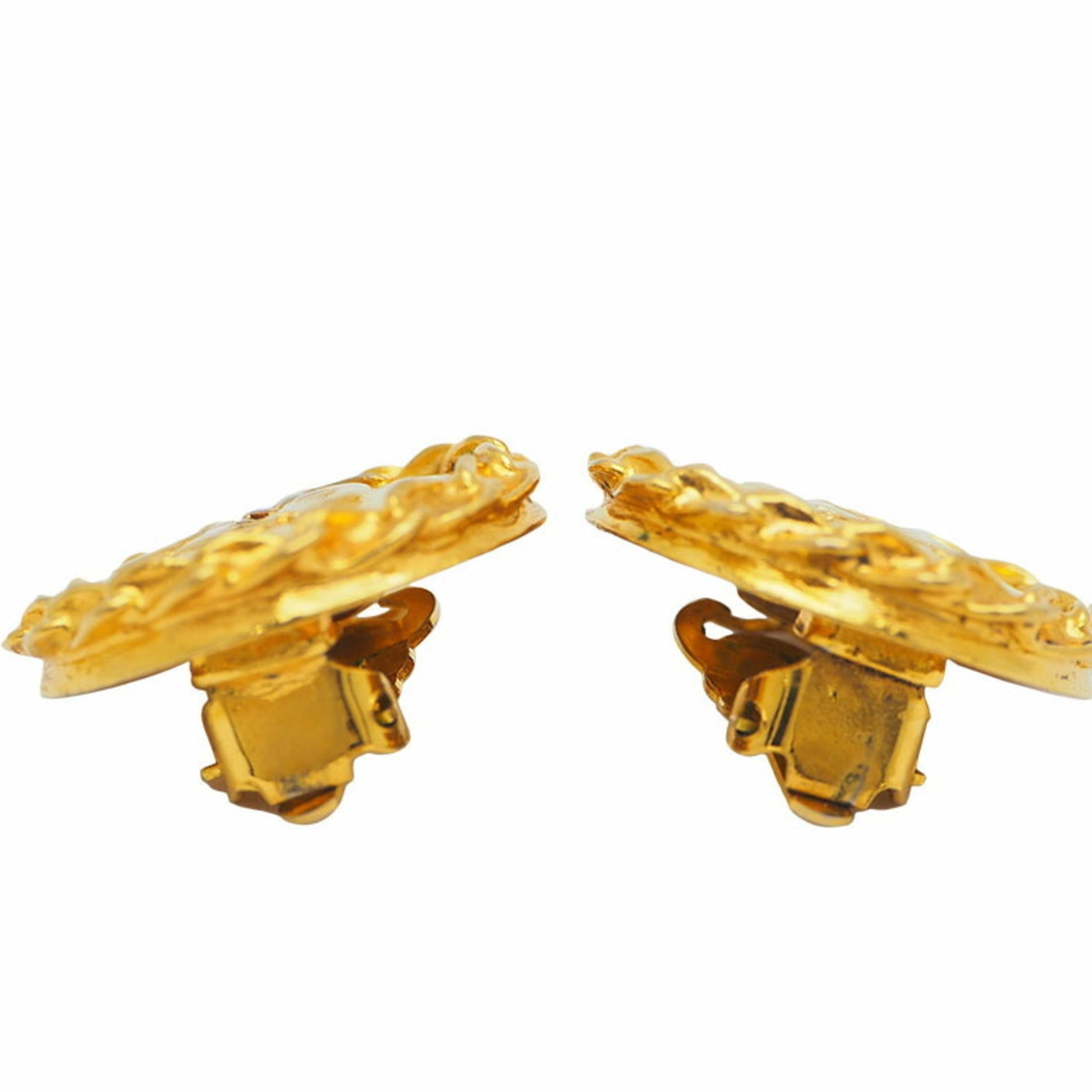 CHANEL   Round Mademoiselle Earrings Chain Around Gold