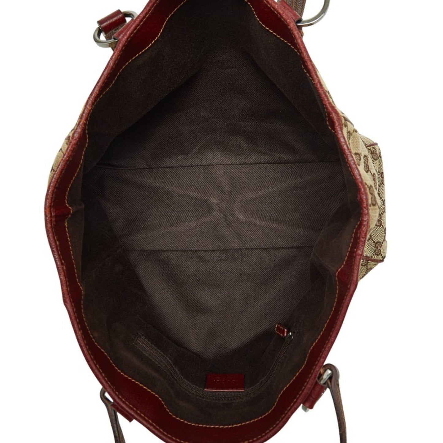 Gucci Beige Bordeaux Canvas Leather Handbag Tote Bag