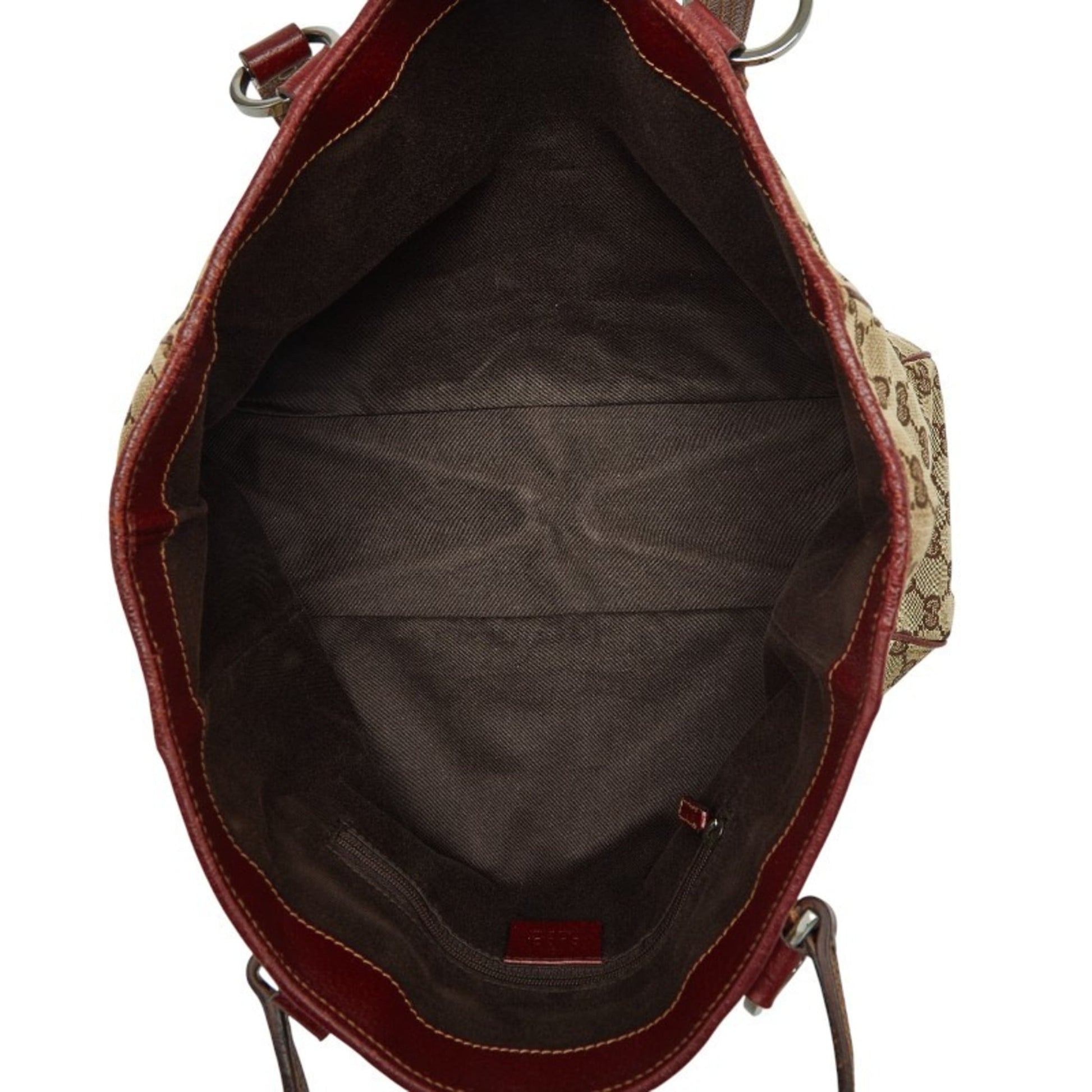 Gucci Beige Bordeaux Canvas Leather Handbag Tote Bag
