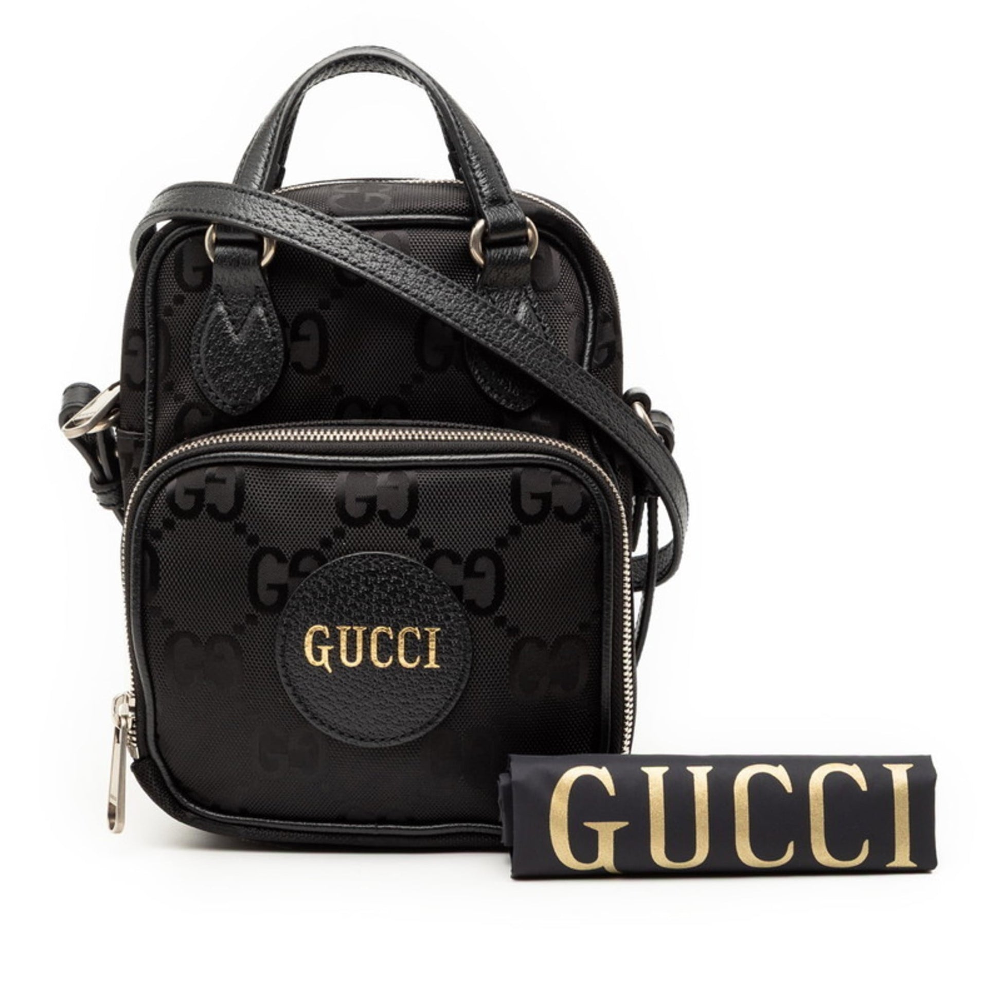 Gucci Black Nylon Leather Handbag Shoulder Bag