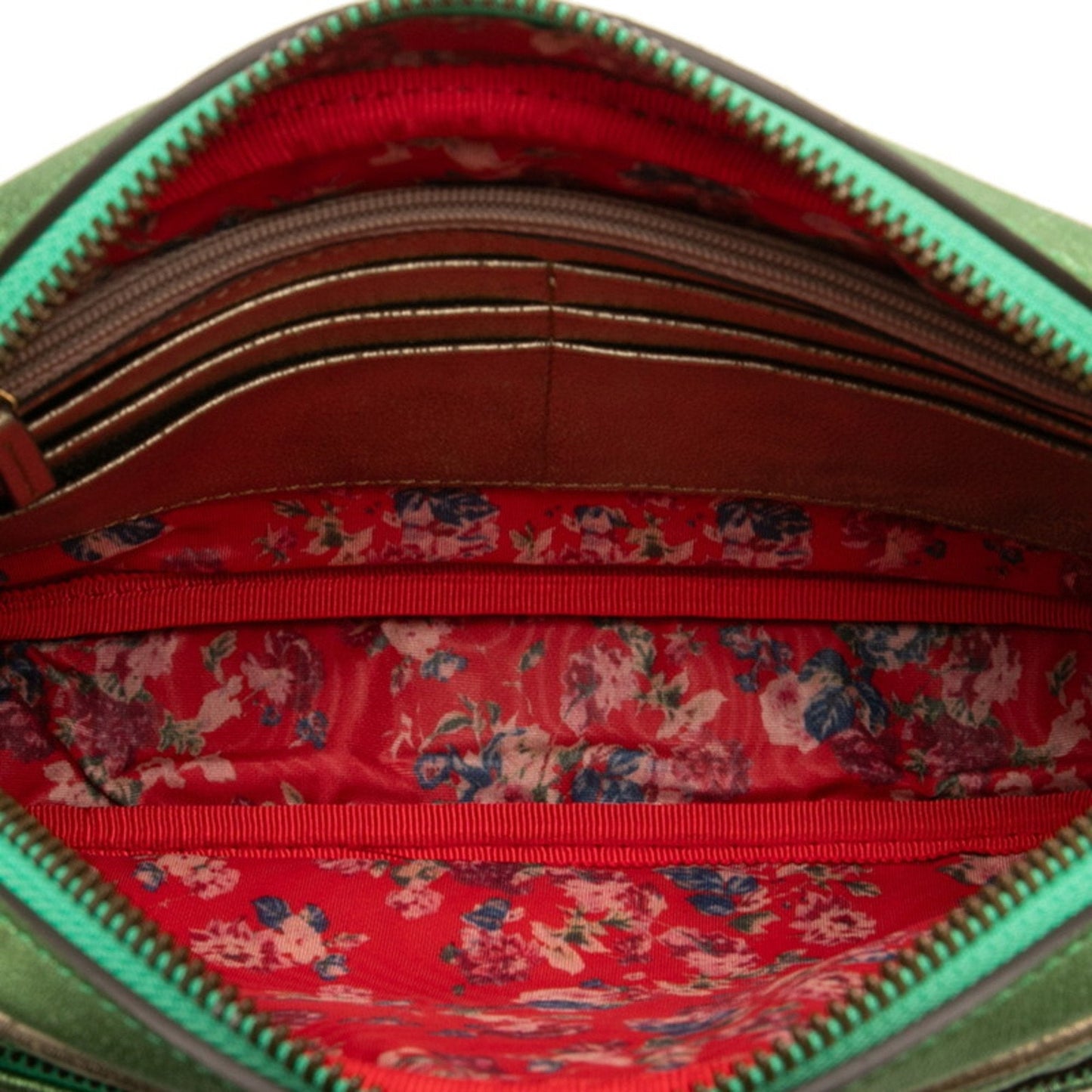 Gucci Gold Green Red Color Leather Clutch Bag