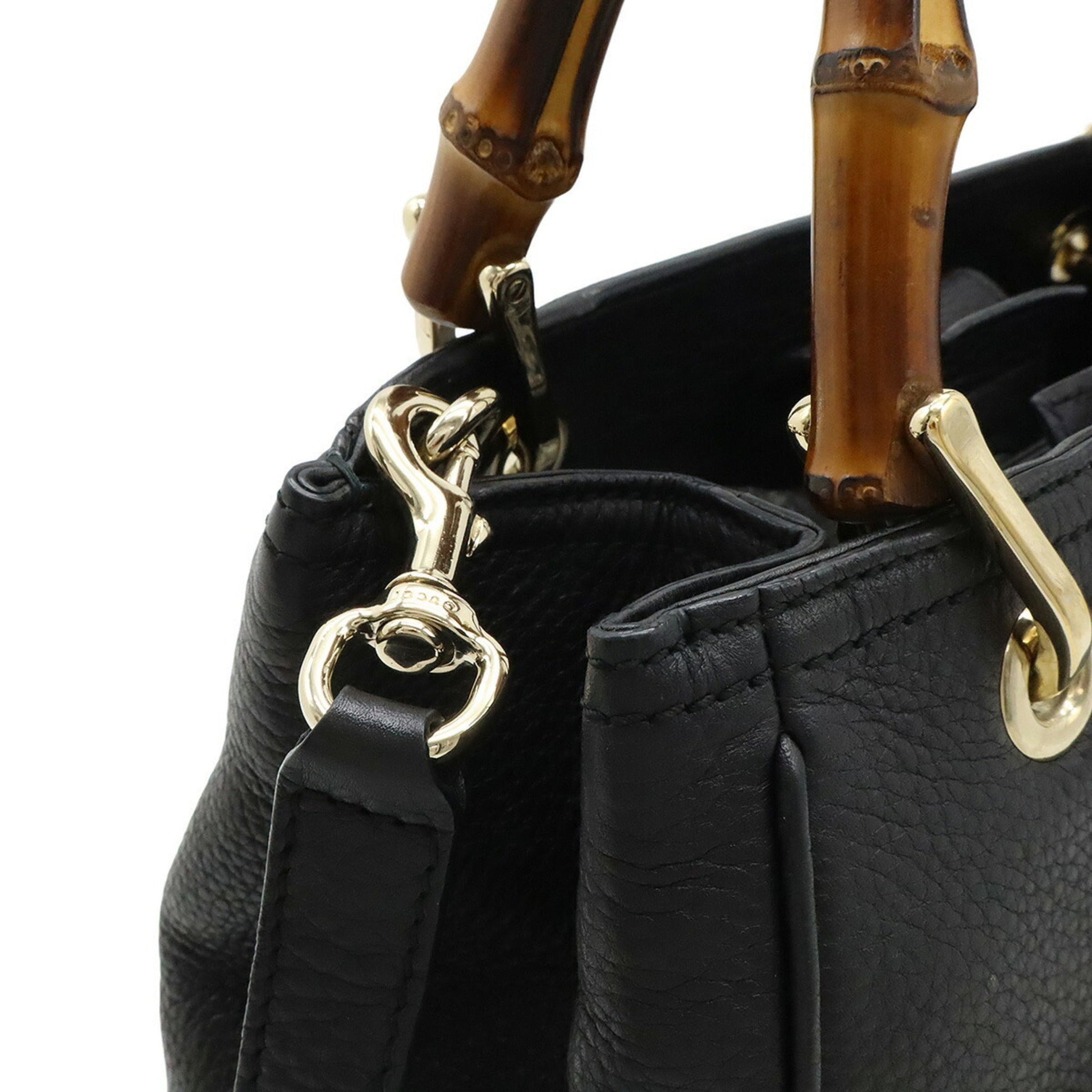 Gucci Black Bamboo Handbag Shoulder Bag Tote Bag