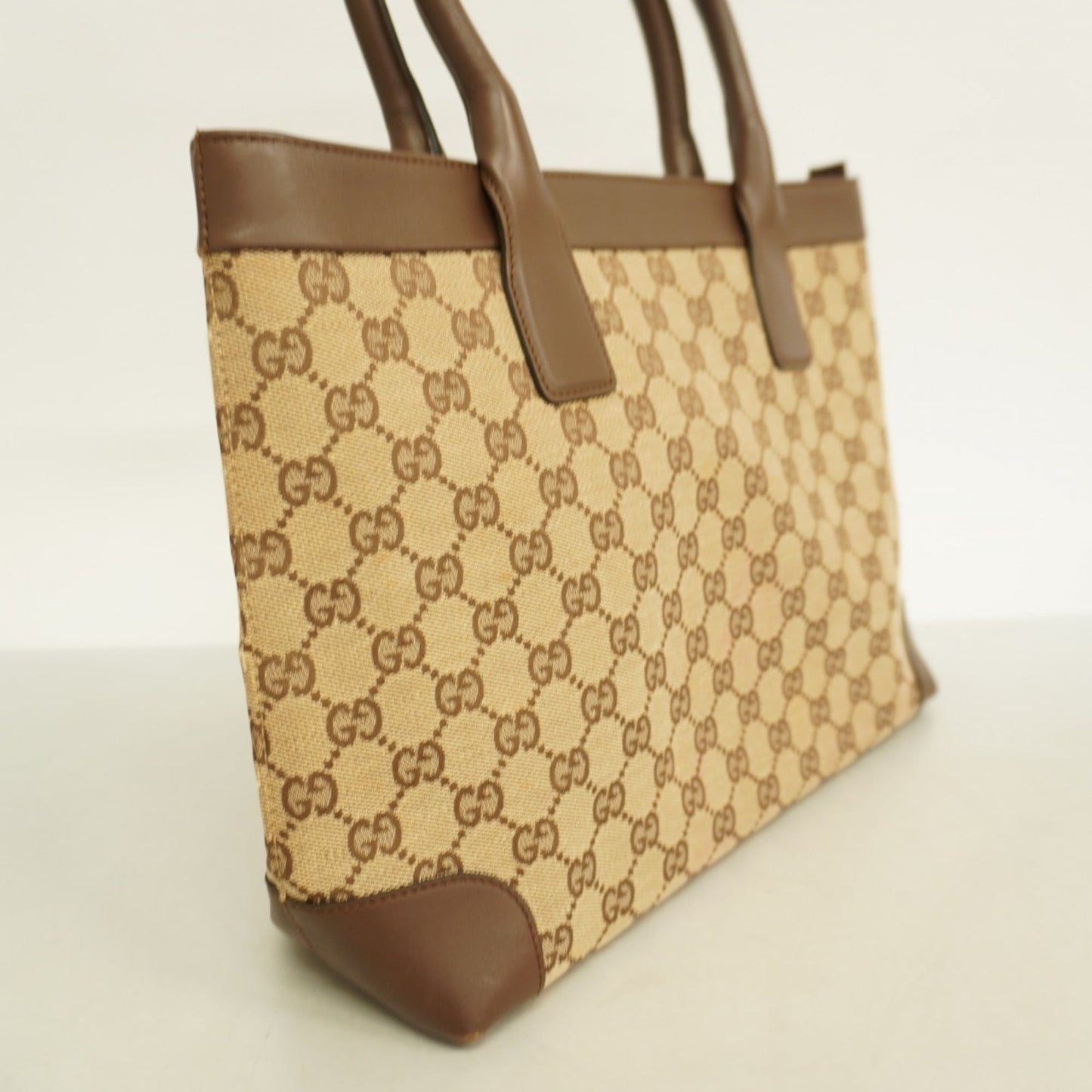 Gucci Beige Brown Canvas Tote Bag