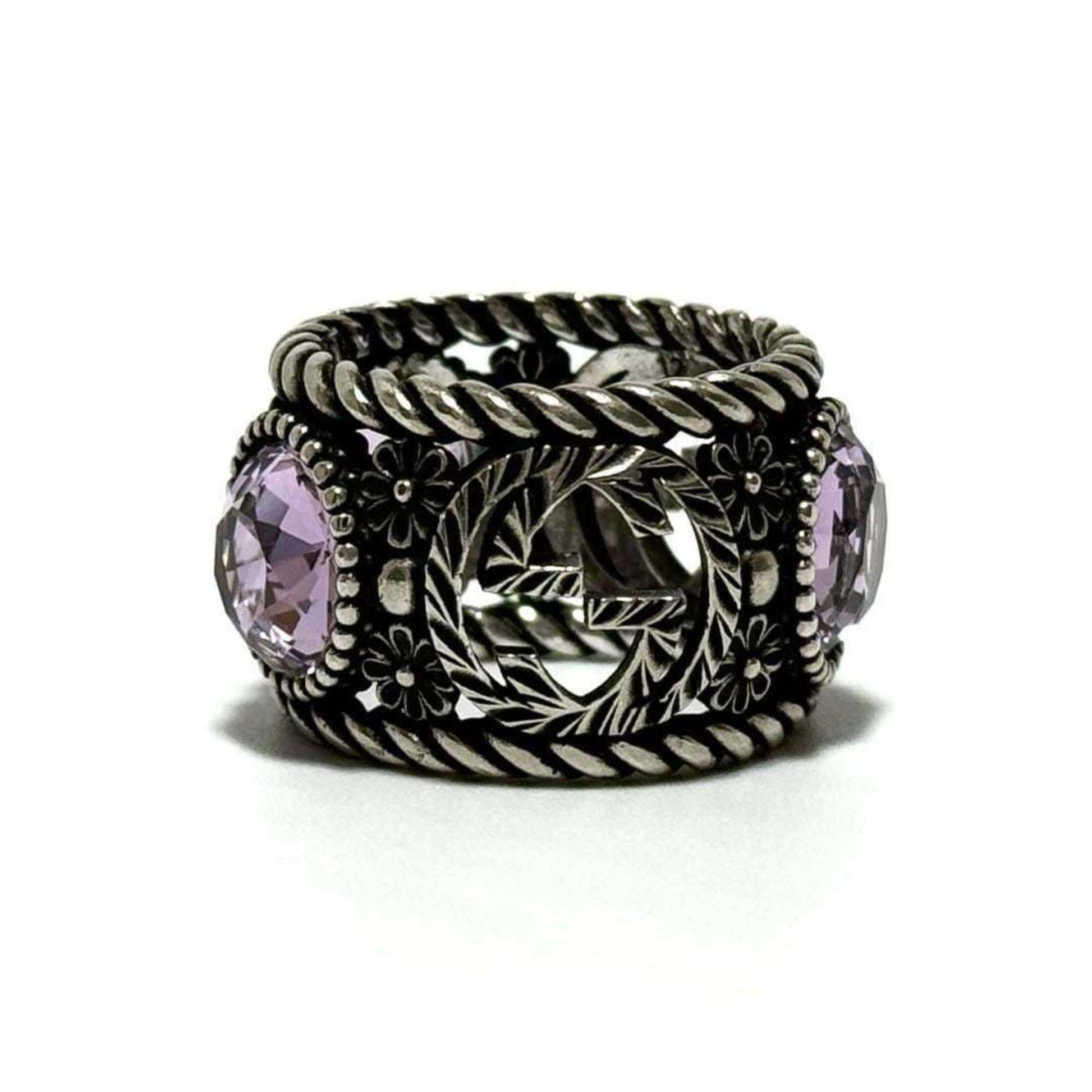 Gucci Silver Rhinestone Silver 925 Band Ring