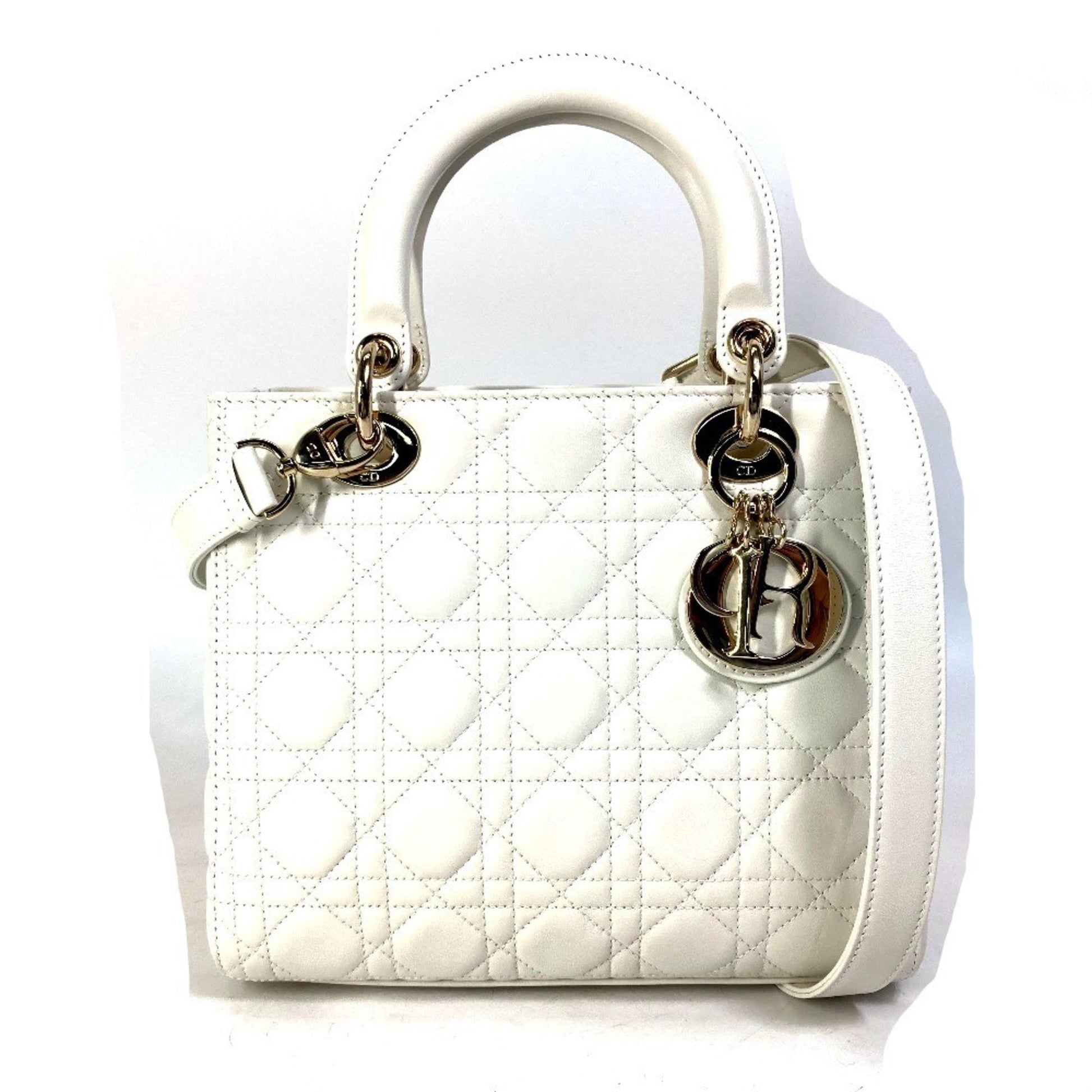 Dior Handbag Christian Shoulder Bag 6 Leather White