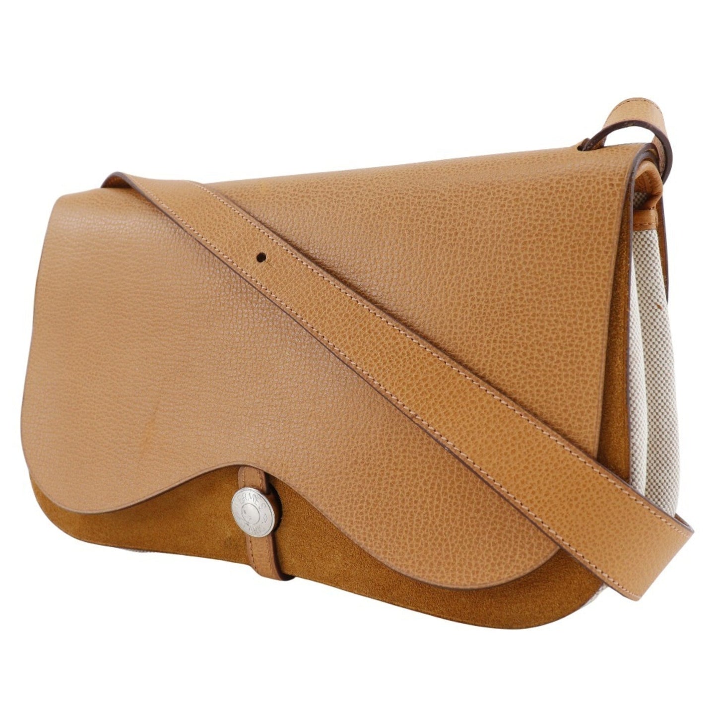 Hermes Toile Shoulder Bag Brown
