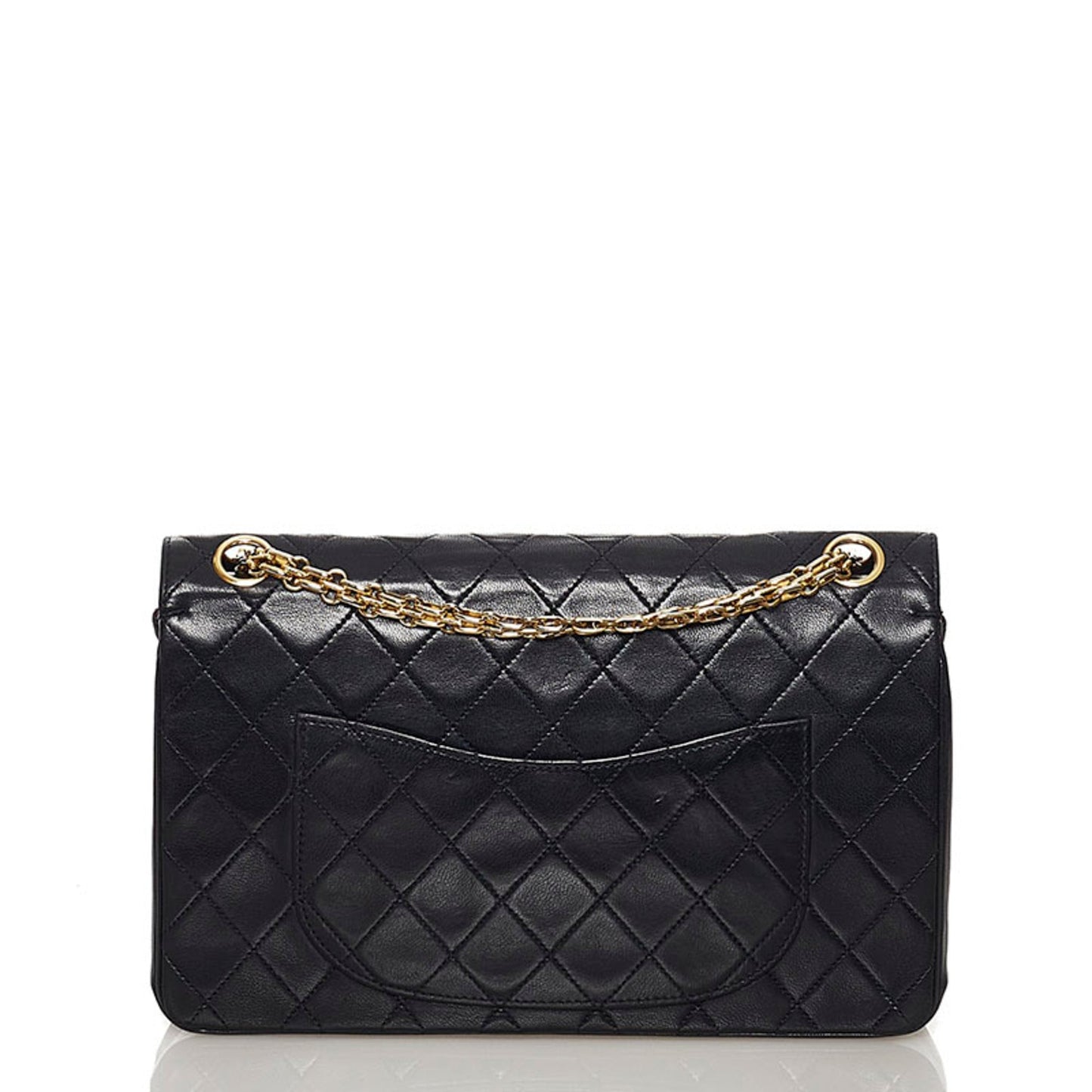 Chanel Matelasse Coco Mark Double Flap Chain Shoulder Bag Black Lambskin Ladies CHANEL