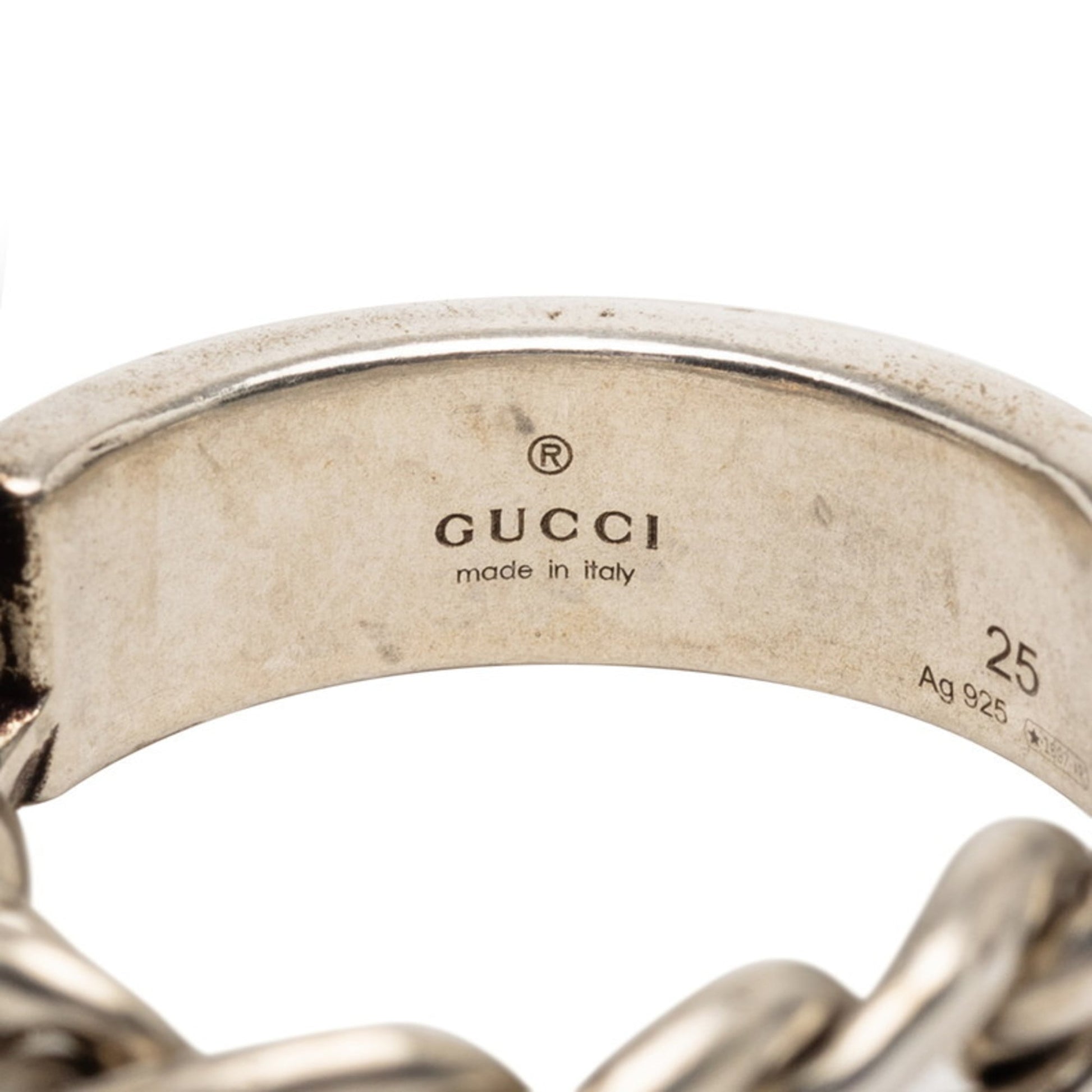 Gucci Silver Light Blue Enamel Silver 925 Band Ring