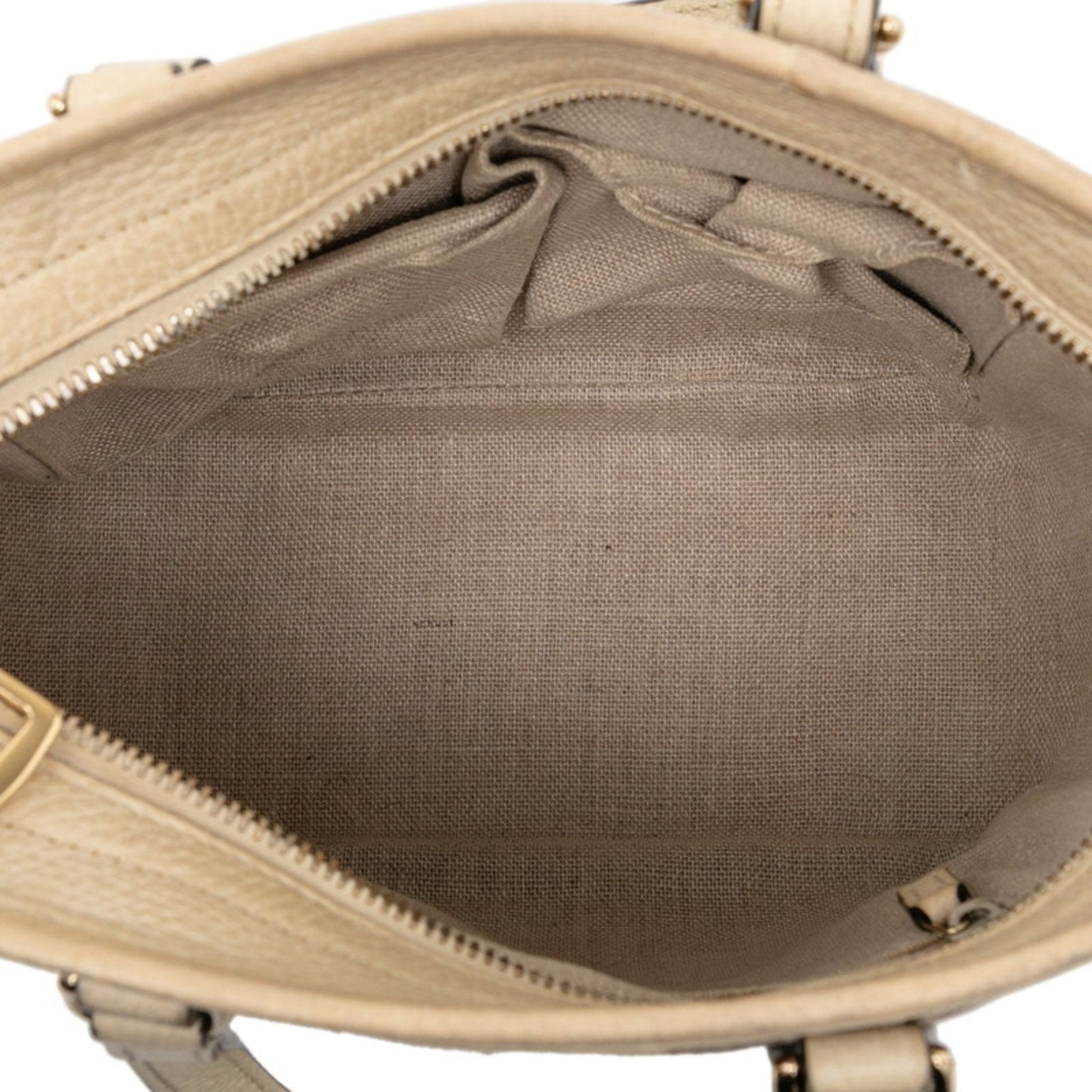Gucci Beige Ivory Canvas Leather Handbag Shoulder Bag