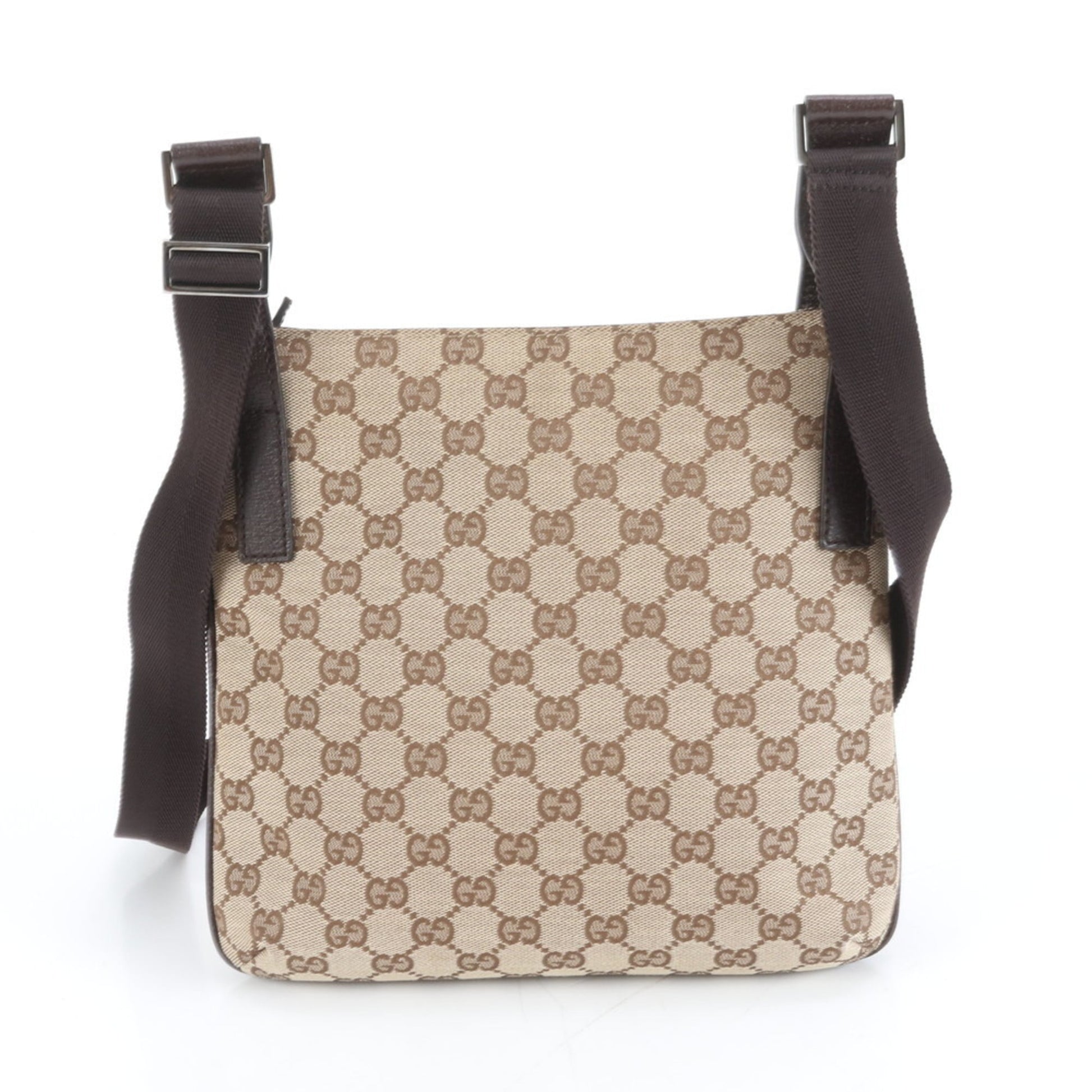 Gucci Brown Leather Canvas Shoulder Bag