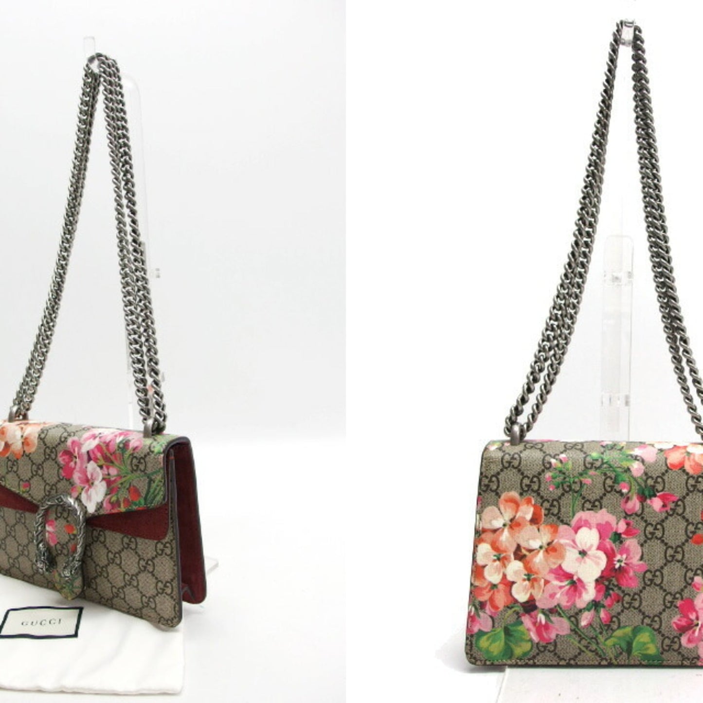Gucci Beige Bordeaux Pink Coated Canvas Suede Shoulder Bag