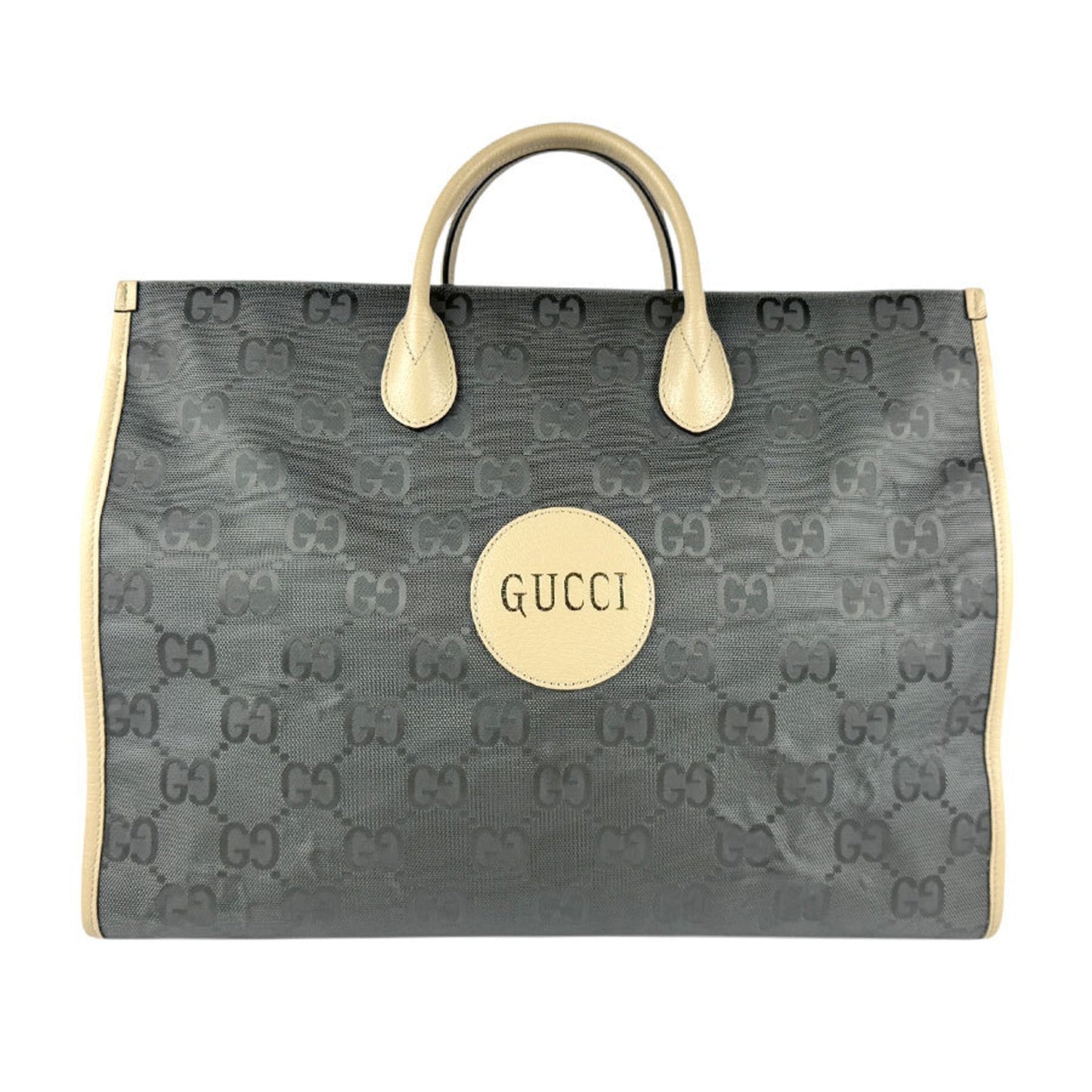 Gucci Beige Gray Nylon Canvas Leather Handbag Shoulder Bag