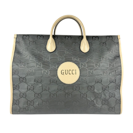 Gucci Beige Gray Nylon Canvas Leather Handbag Shoulder Bag
