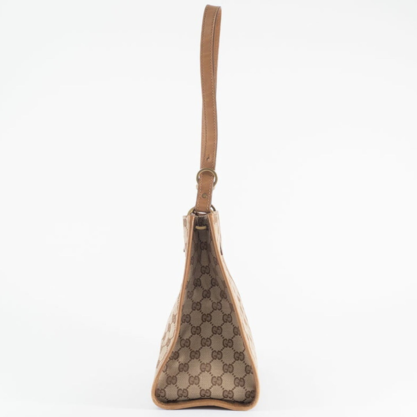 Gucci Gg Canvas Beige Brown Gg Canvas Leather Shoulder Bag
