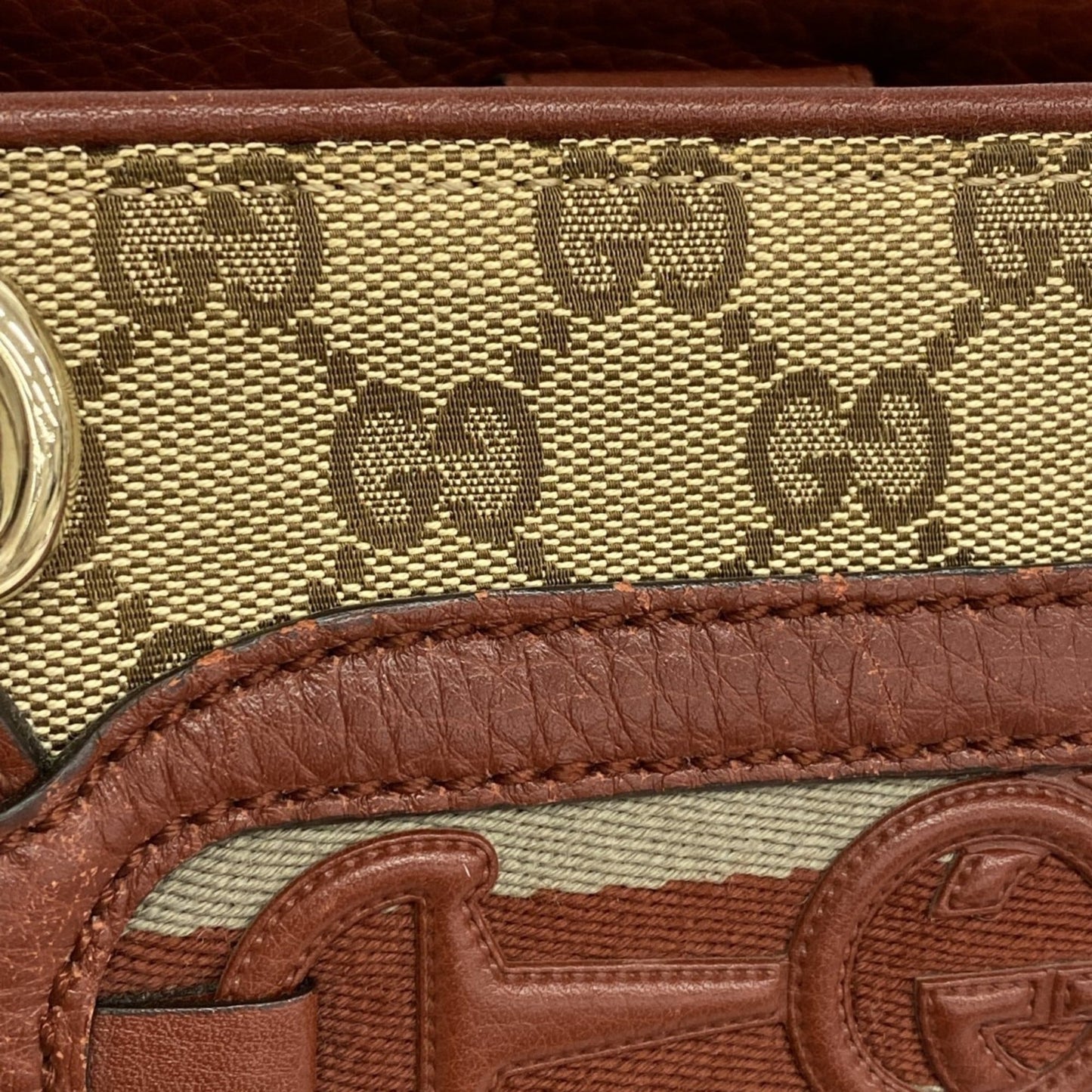 Gucci Beige Red Color Canvas Tote Bag