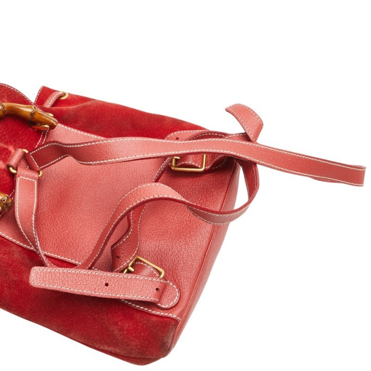 Gucci Bamboo Red Color Suede Leather Backpack
