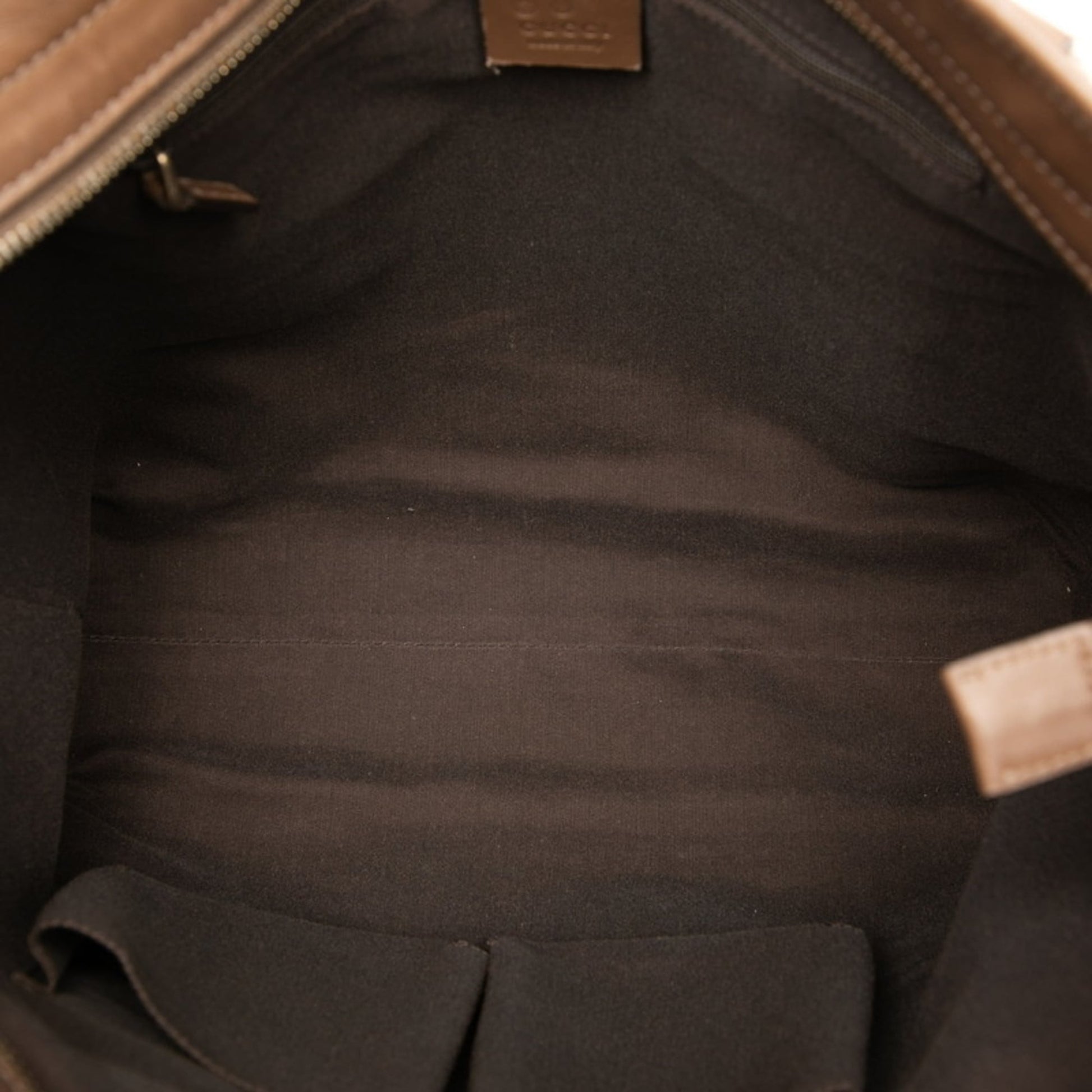 Gucci Beige Brown Canvas Leather Tote Bag