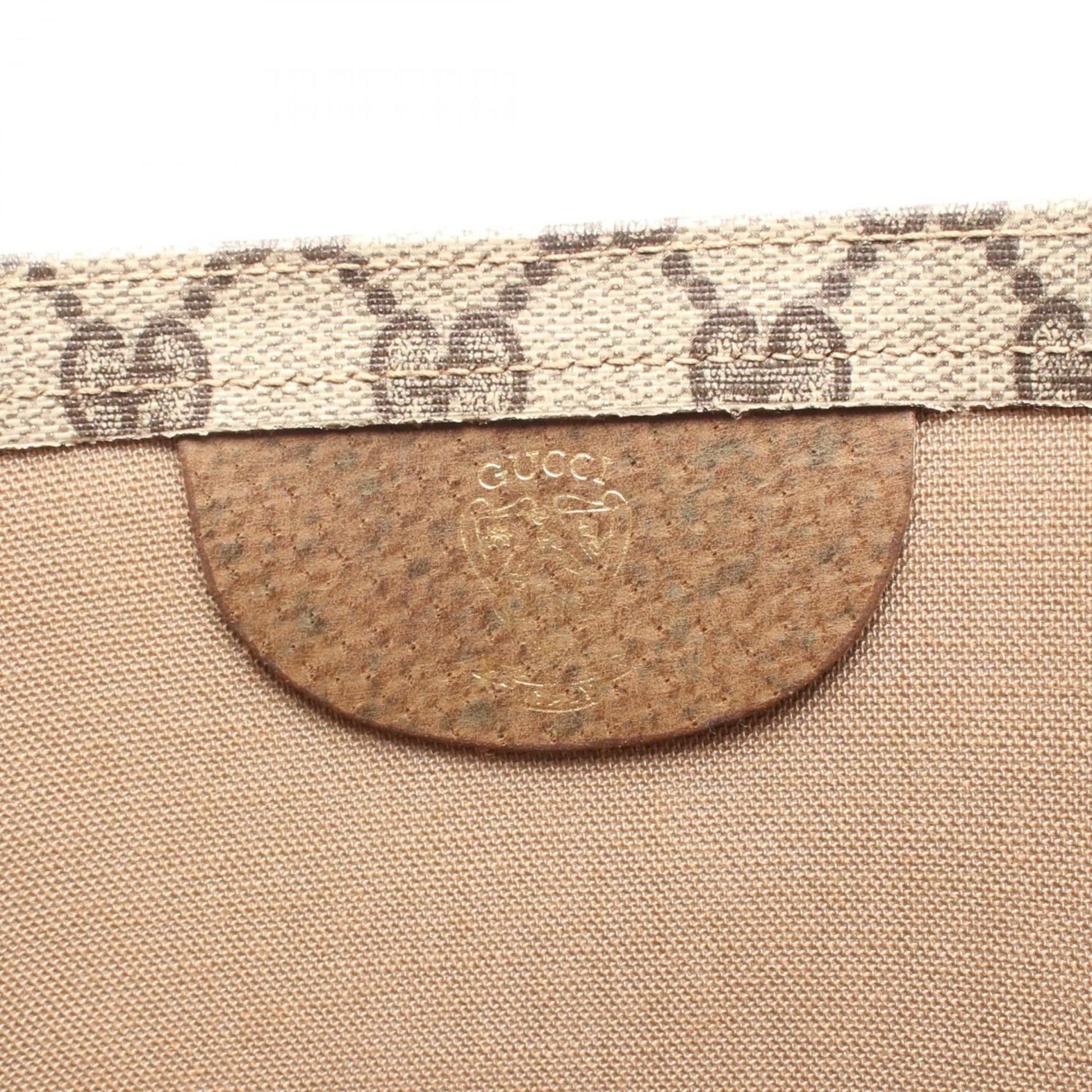 Gucci Gg Plus Beige Brown Pvc Leather Tote Bag