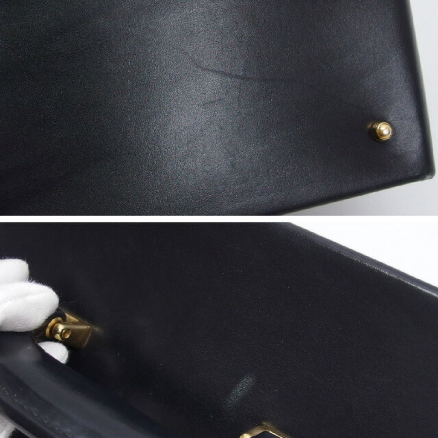 Gucci Black Leather Handbag Vanity Bag
