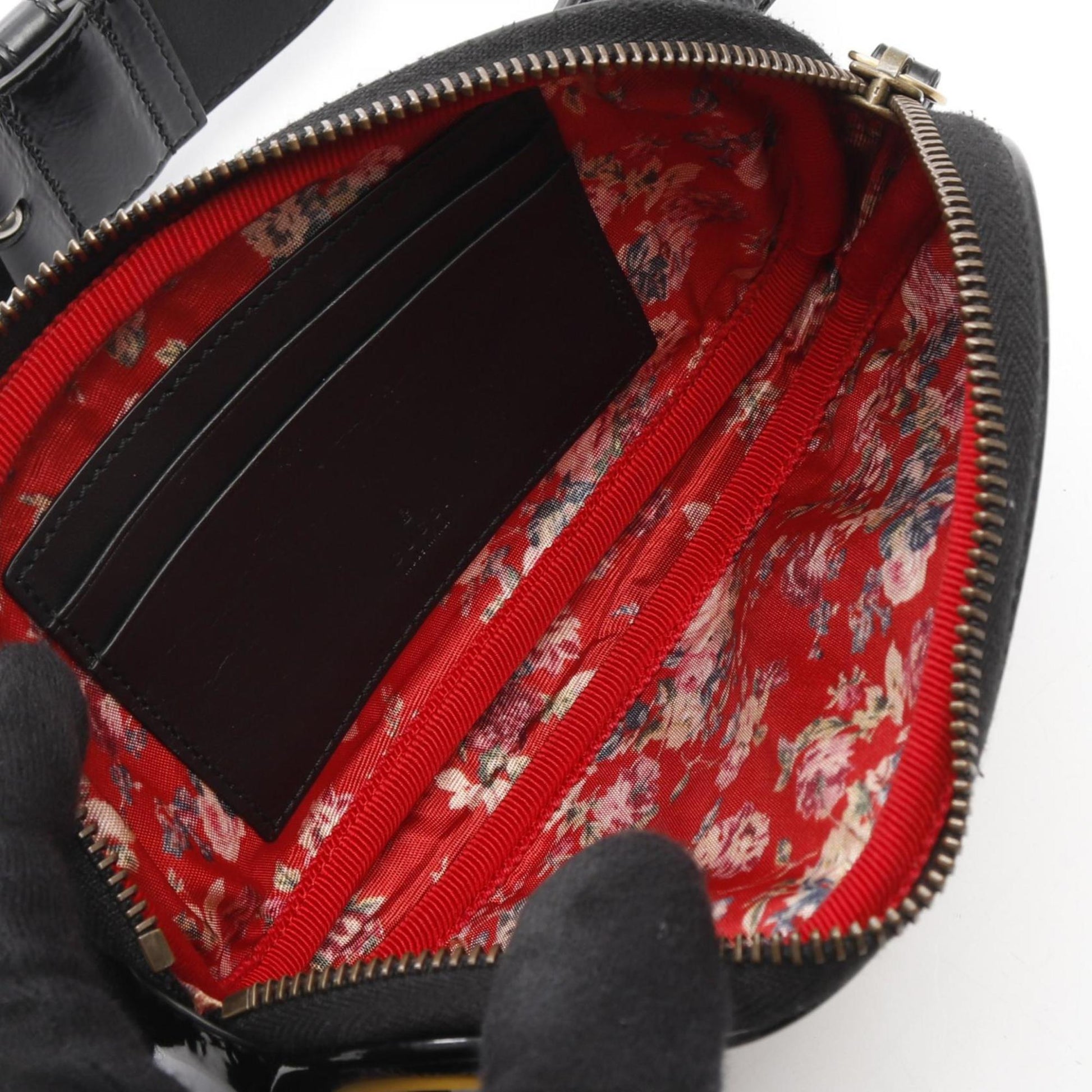 Gucci Black Patent Leather Fanny Pack Sling Bag