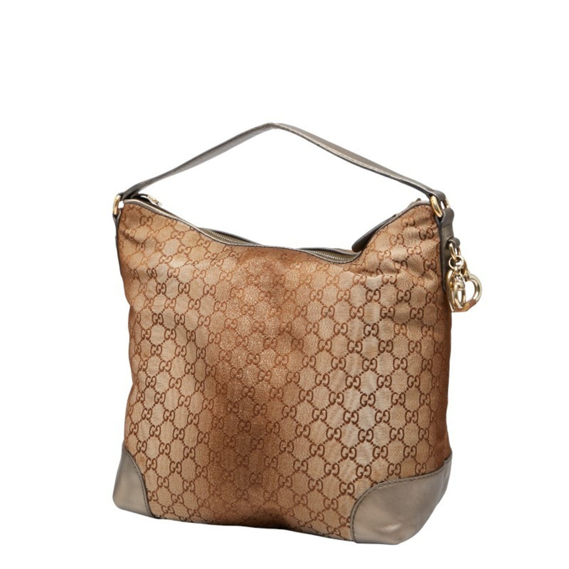 Gucci Brown Canvas Leather Shoulder Bag