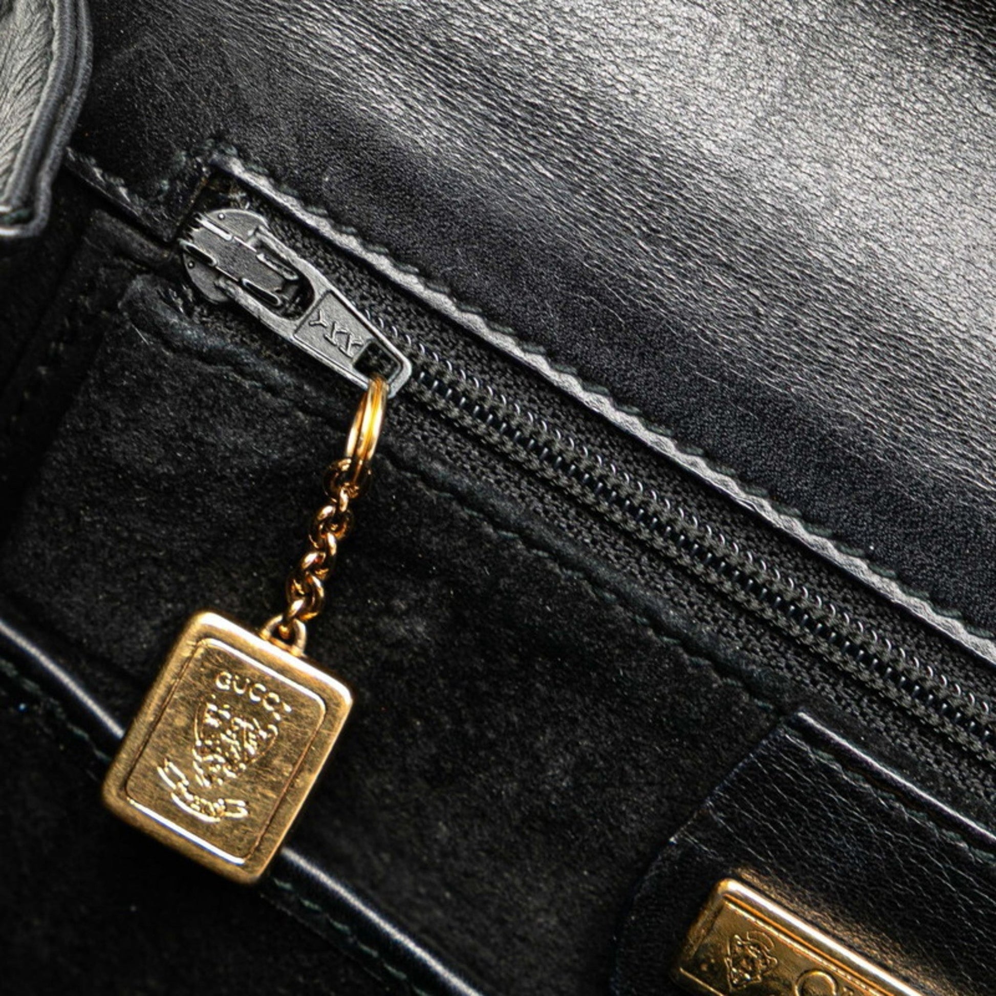 Gucci Black Brown Leather Plastic Handbag