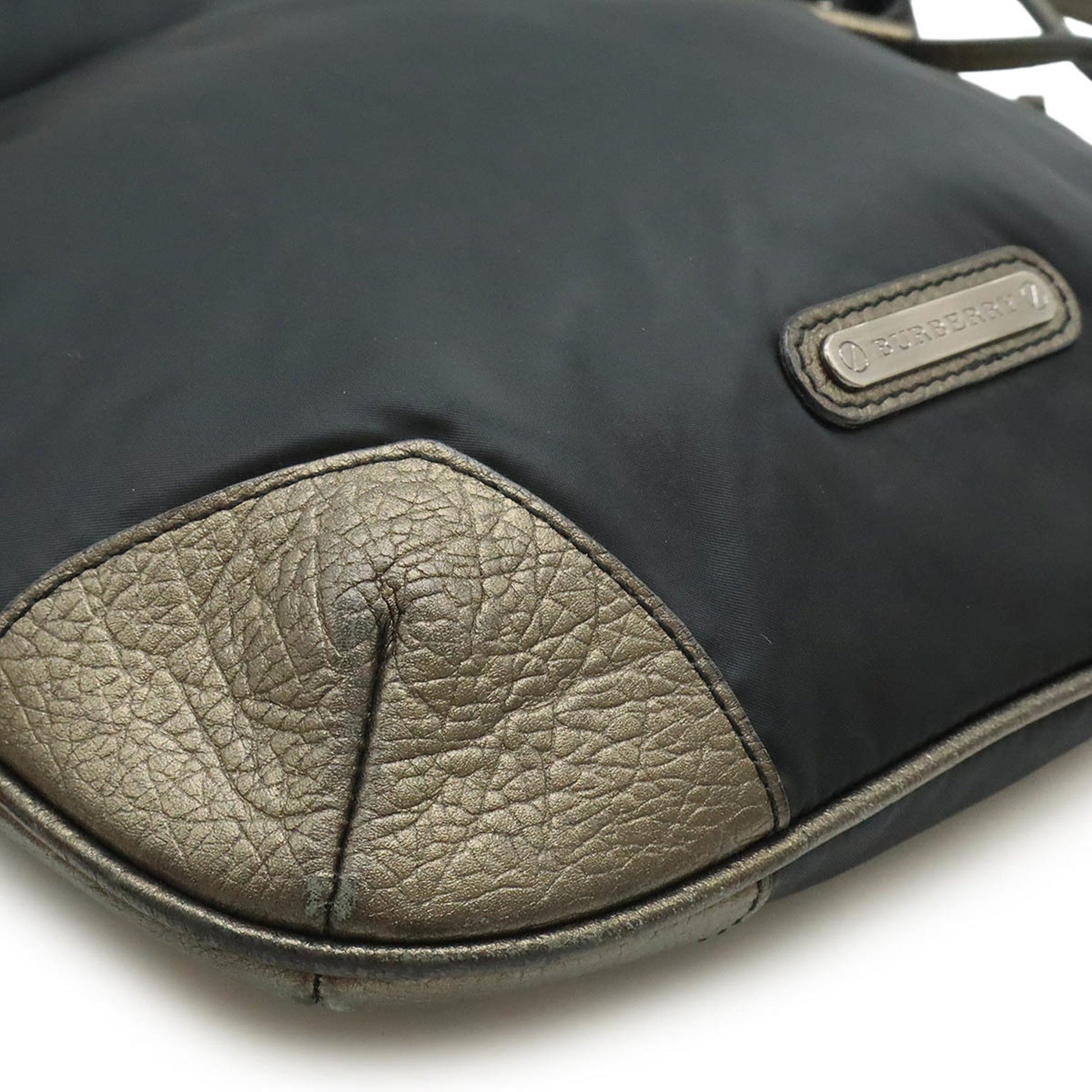 Burberry Metallic Shoulder Bag Leather Nylon Black