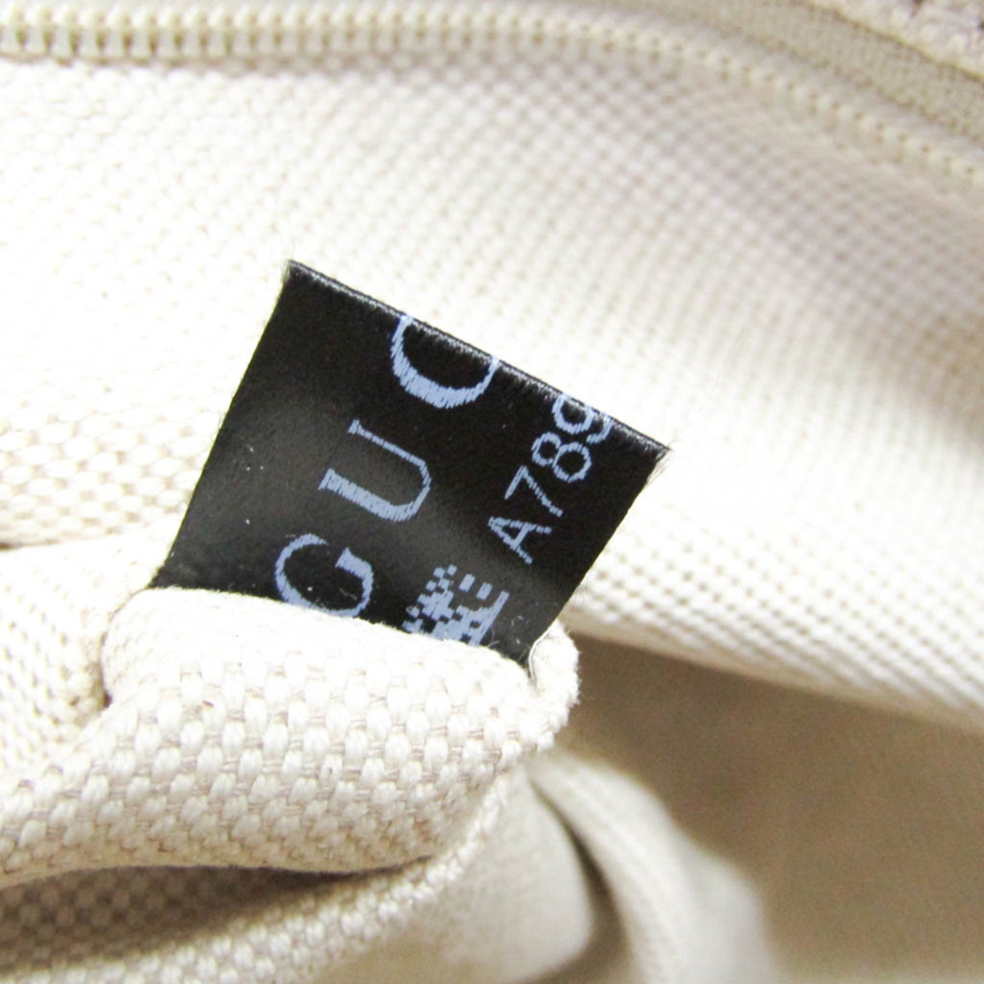 Gucci Beige Brown Cream Leather Canvas Handbag