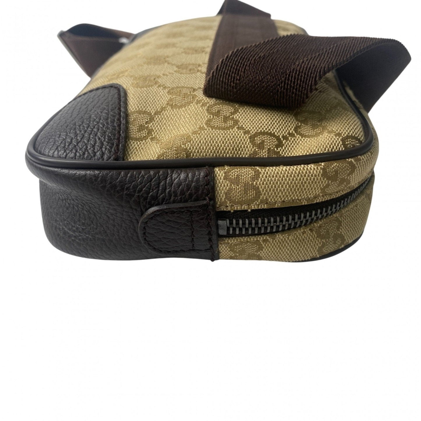 Gucci Brown Canvas Leather Pouch Sling Bag