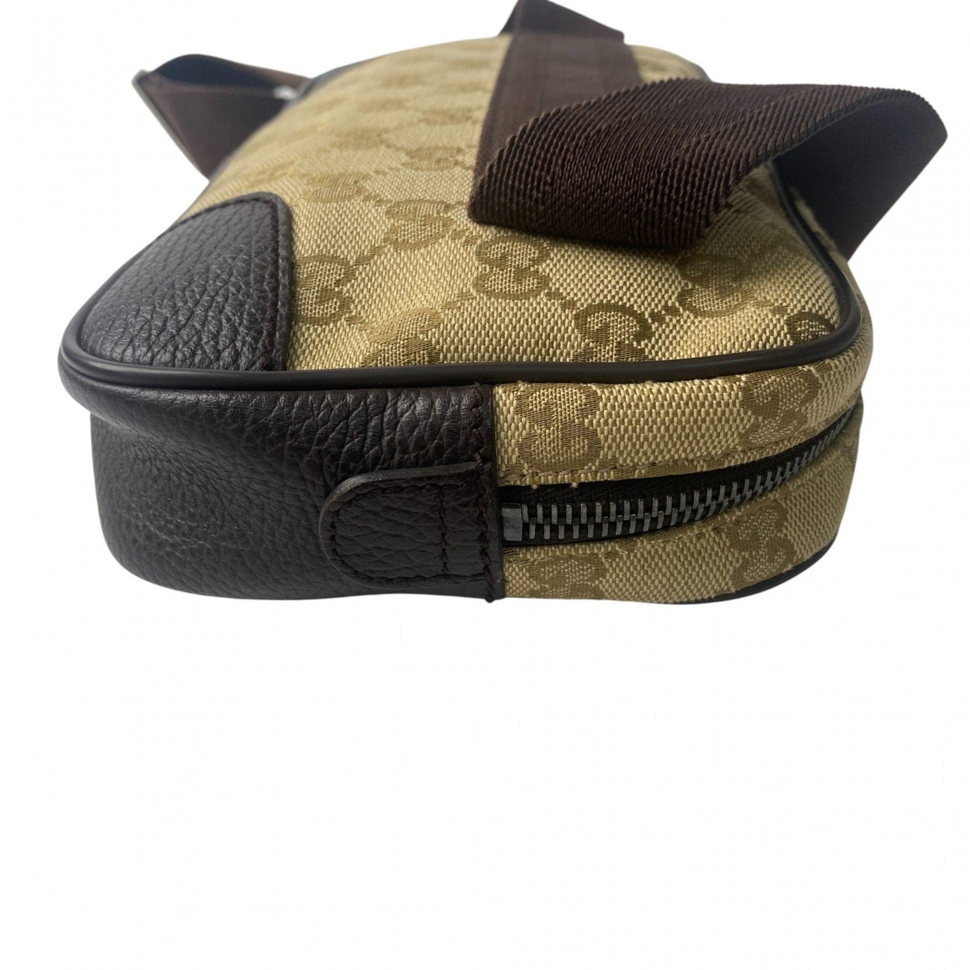 Gucci Brown Canvas Leather Pouch Sling Bag