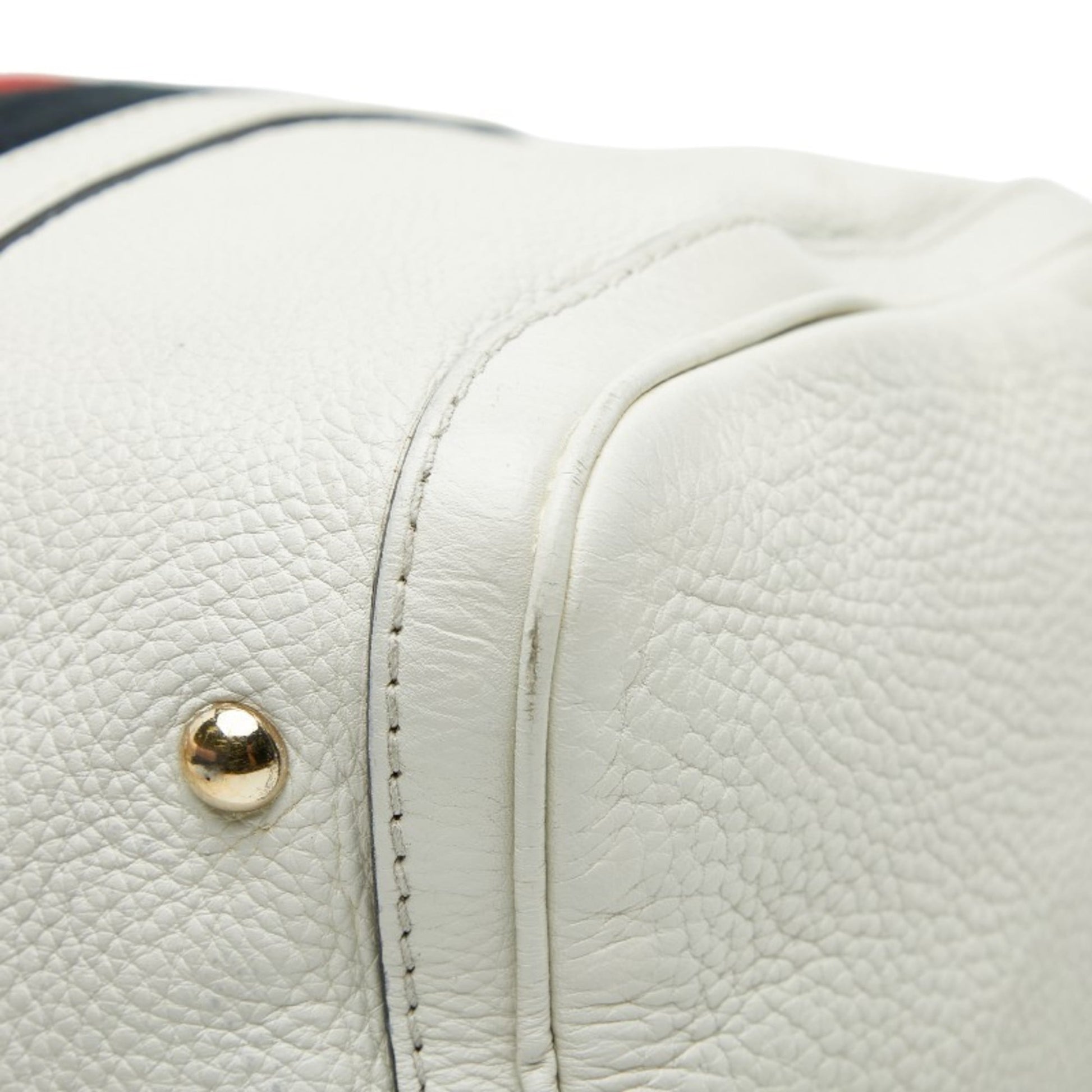 Gucci Beige Red Color Canvas Leather Boston Bag Shoulder Bag