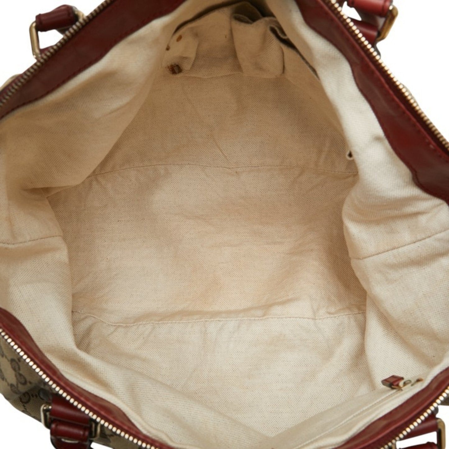 Gucci Beige Red Color Canvas Leather Shoulder Bag Tote Bag