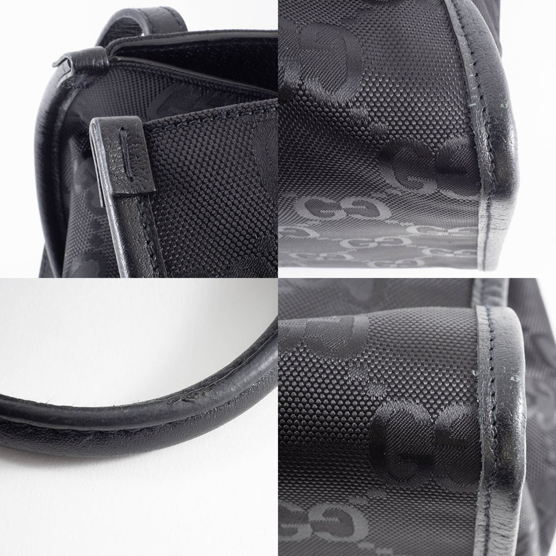 Gucci Black Nylon Leather Tote Bag
