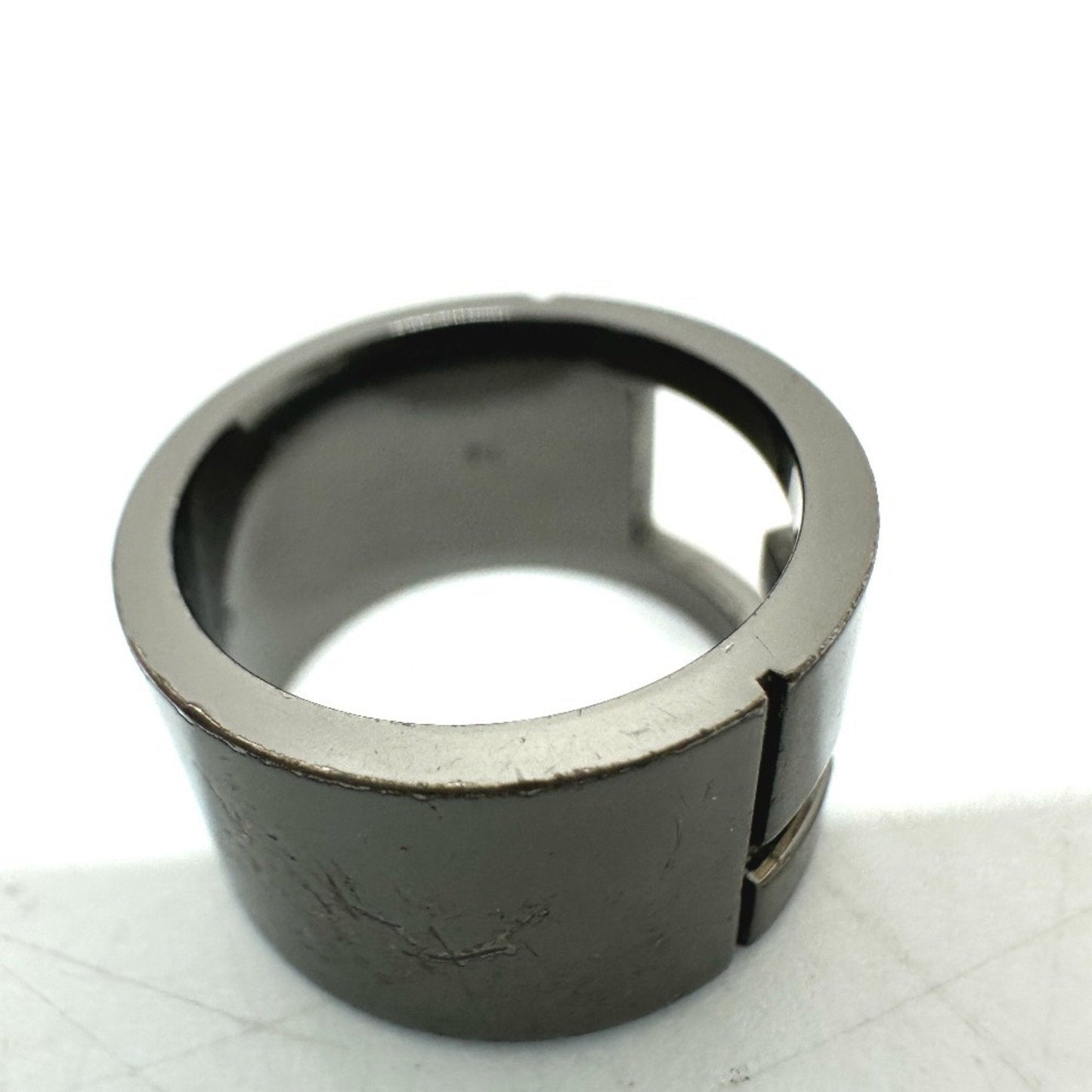 Gucci Black Silver Metal Band Ring
