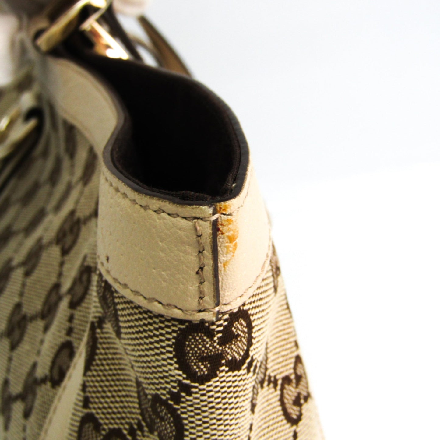 Gucci Gg Canvas Beige Cream Gg Canvas Leather Tote Bag