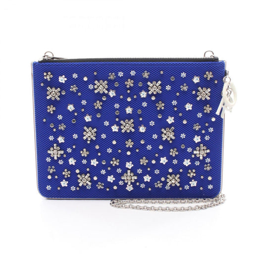 Dior Handbag Christian Fabric Shoulder Bag Leather Black Blue