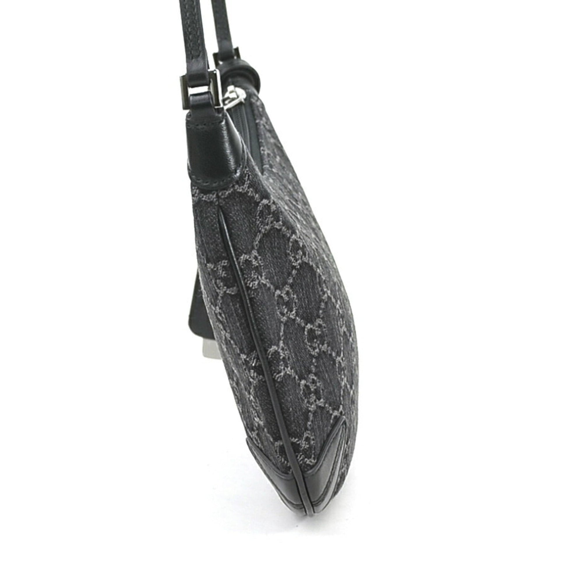 Gucci Black Denim Leather Shoulder Bag