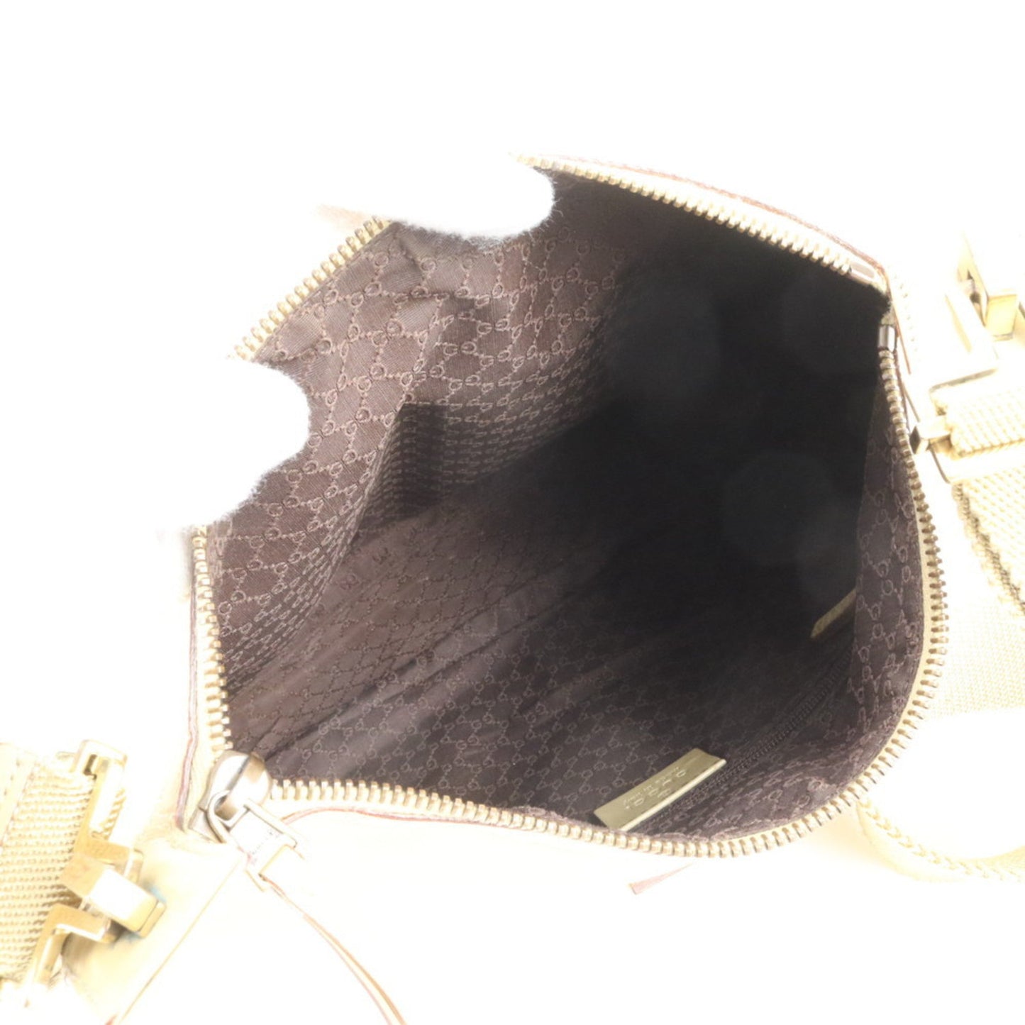 Gucci Yellow Leather Canvas Shoulder Bag