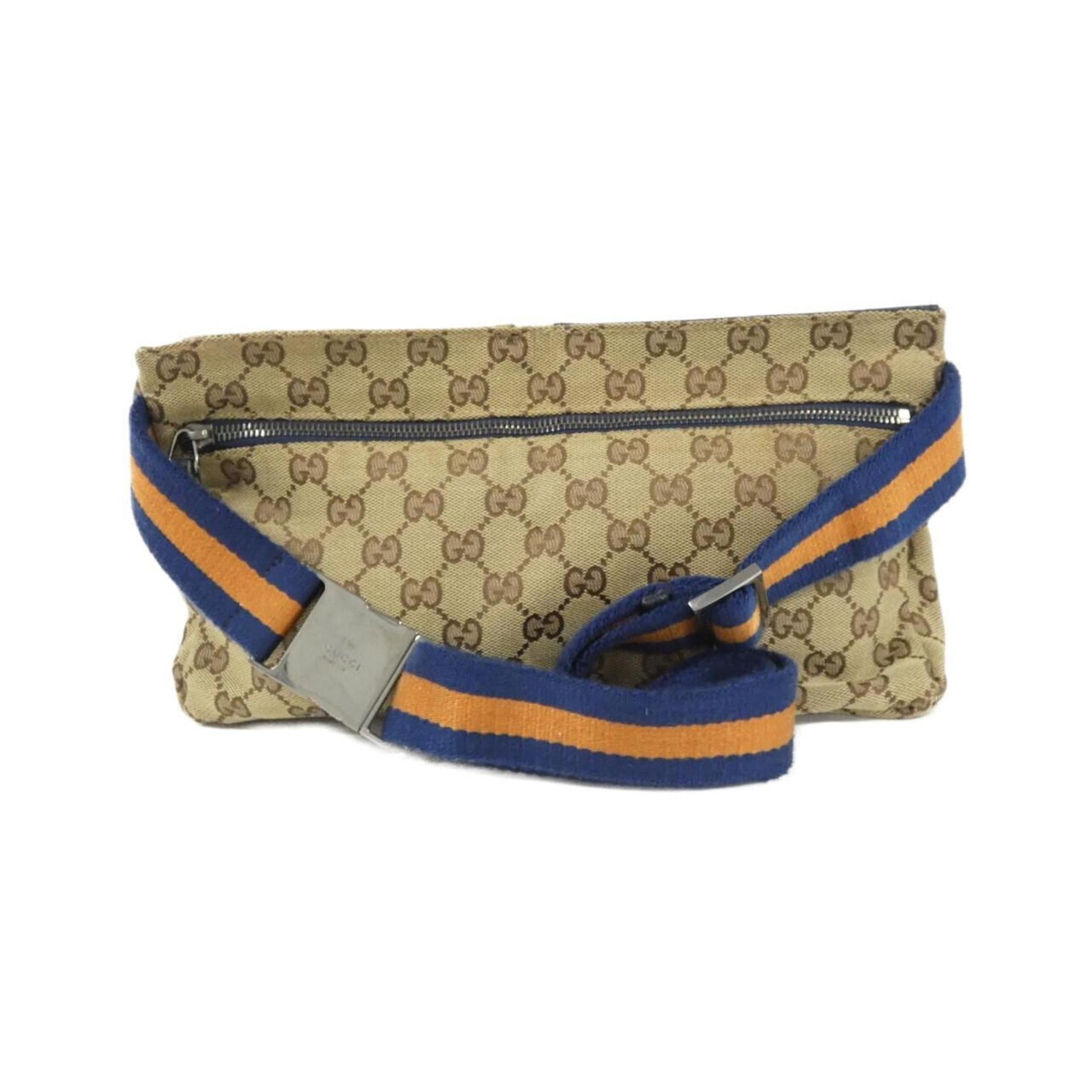 Gucci Beige Blue Orange Gg Canvas Fanny Pack