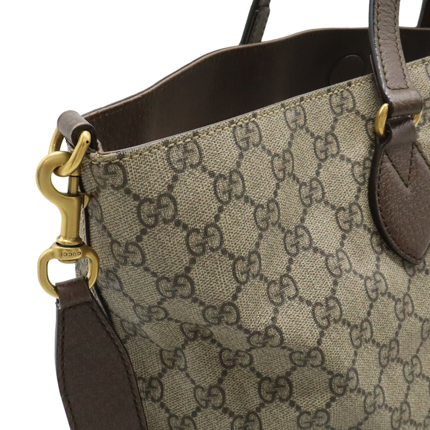 Gucci Beige Beige Brown Brown Multi-Color Gg Supreme Canvas Pvc Leather Shoulder Bag Tote Bag