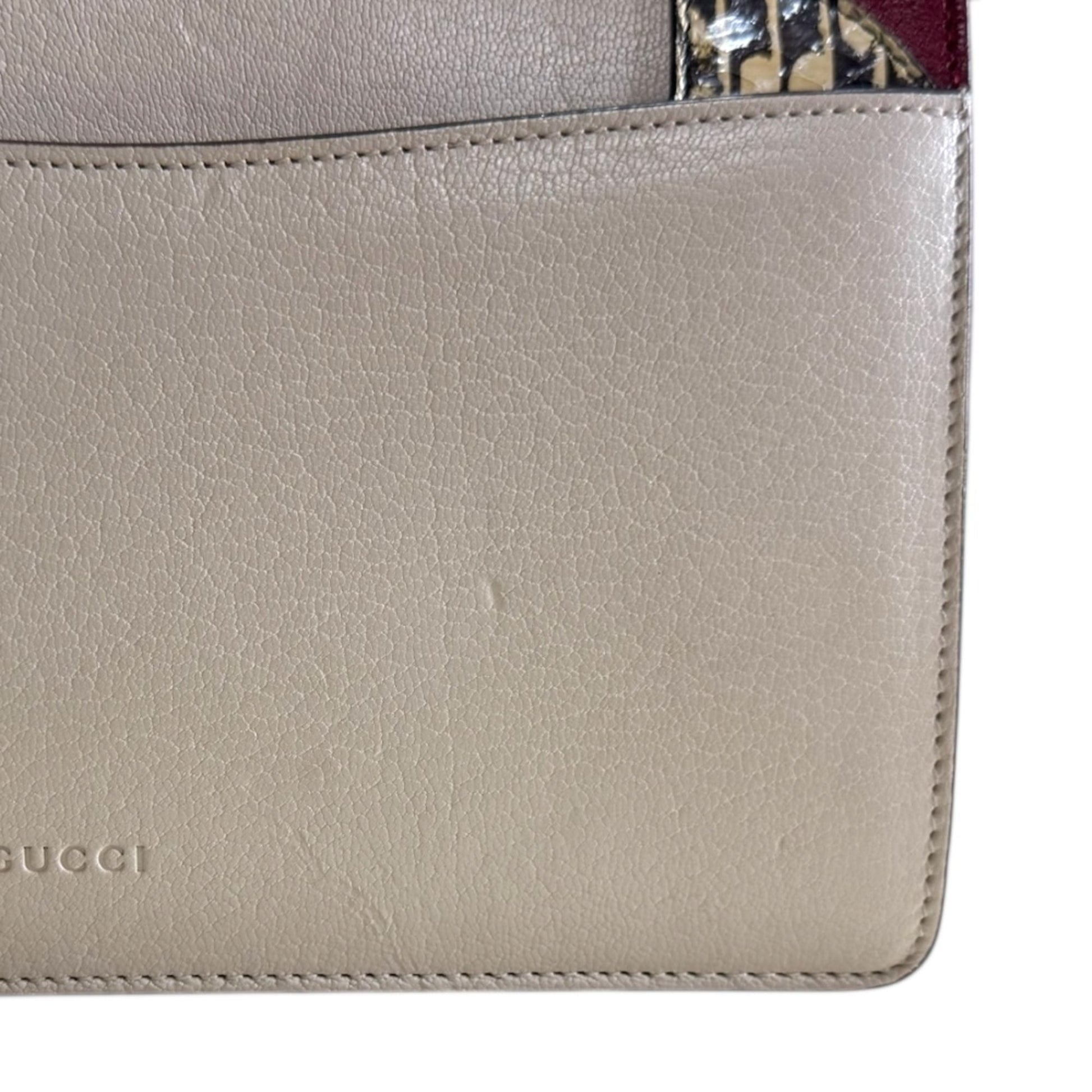 Gucci Beige Red Color Leather Shoulder Bag