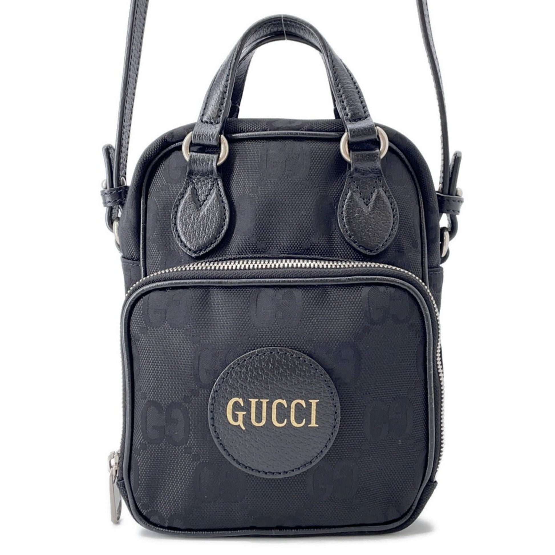 Gucci Black Nylon Leather Handbag Shoulder Bag