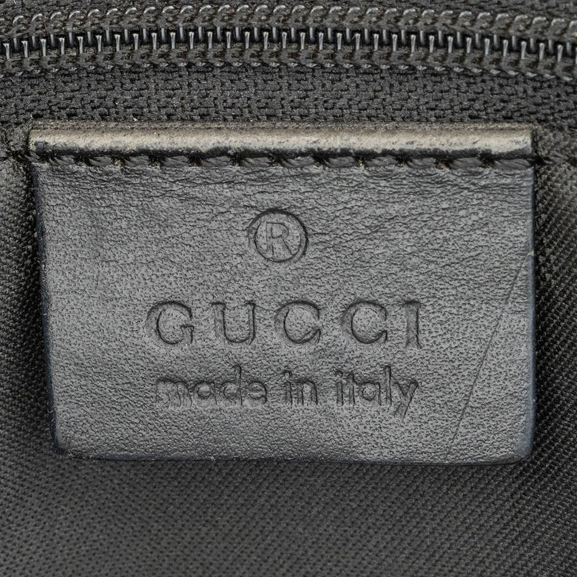 Gucci Beige Black Bamboo Canvas Handbag