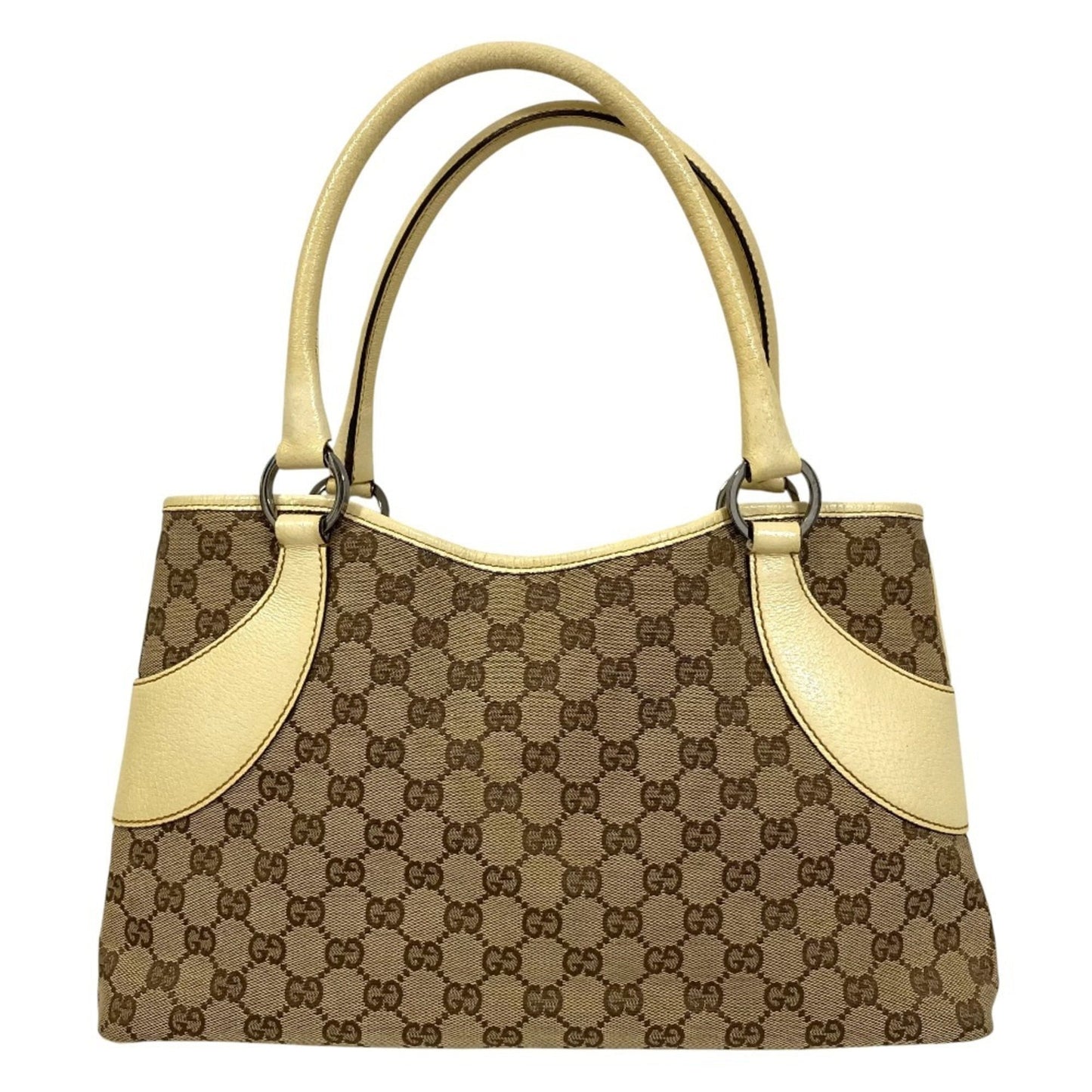 Gucci Beige Gg Canvas Leather Handbag
