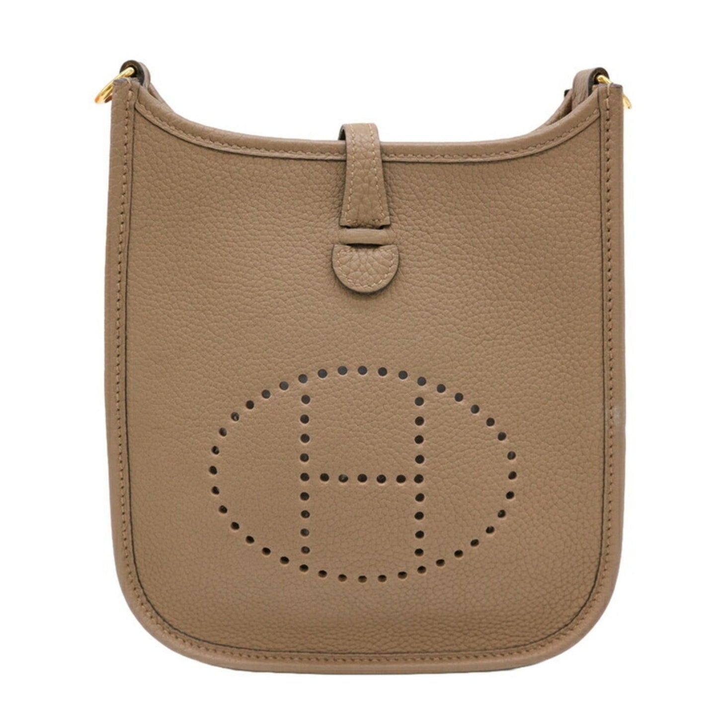 Hermes Etoupe Taurillon Clemence Shoulder Bag Leather Gray Leather Shoulder Bag