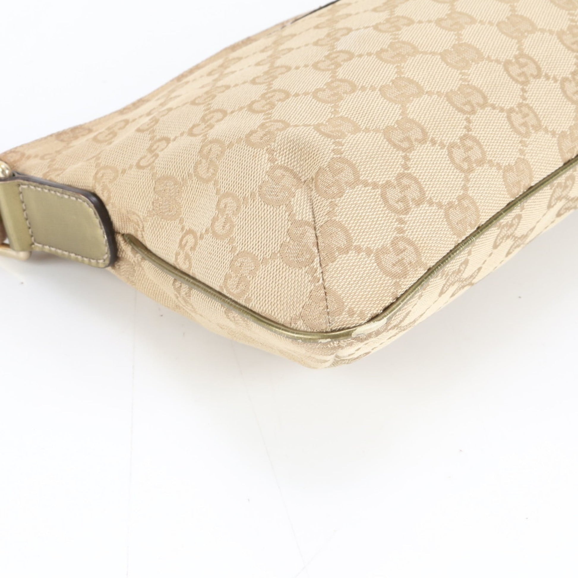 Gucci Beige Leather Canvas Shoulder Bag