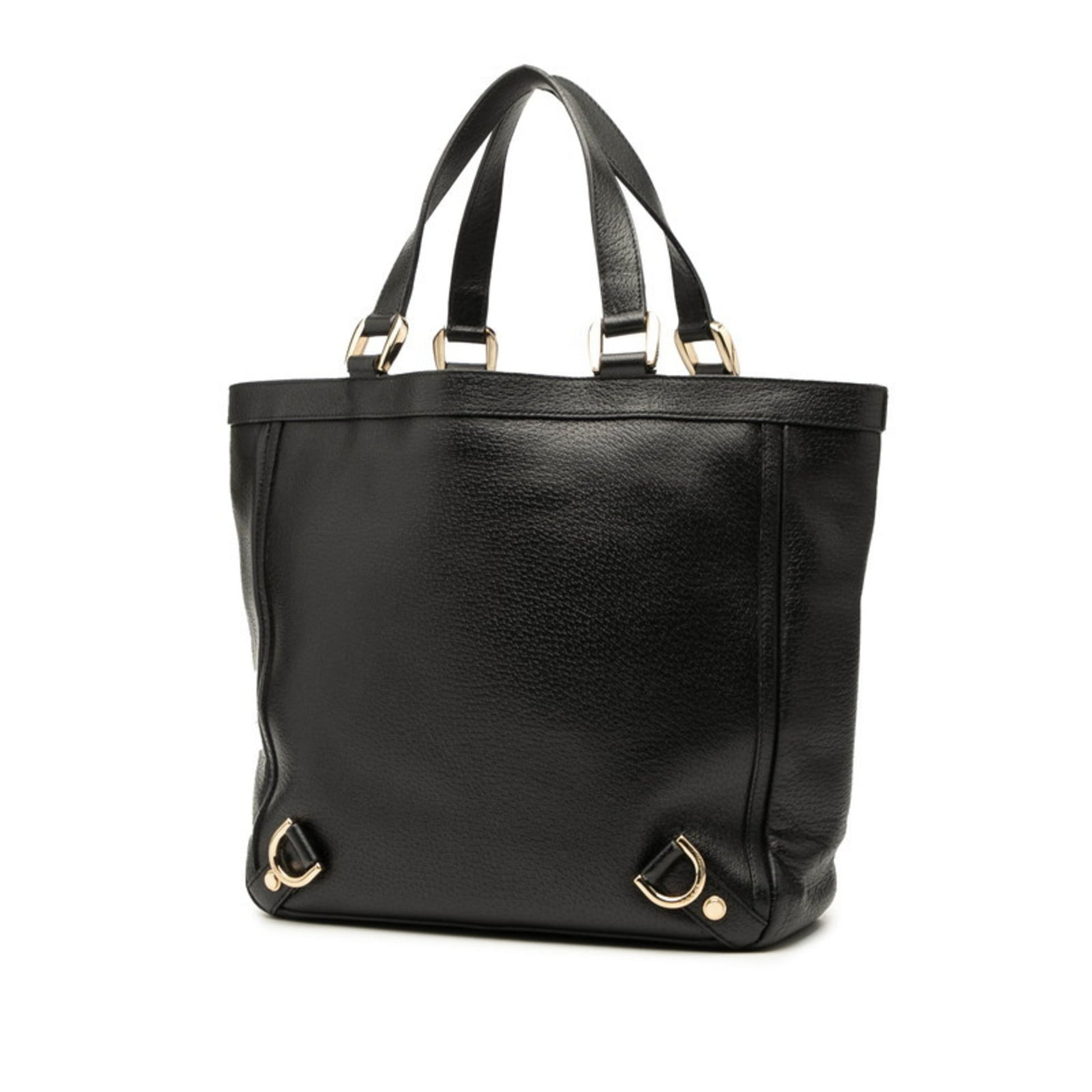 Gucci Black Leather Handbag Tote Bag