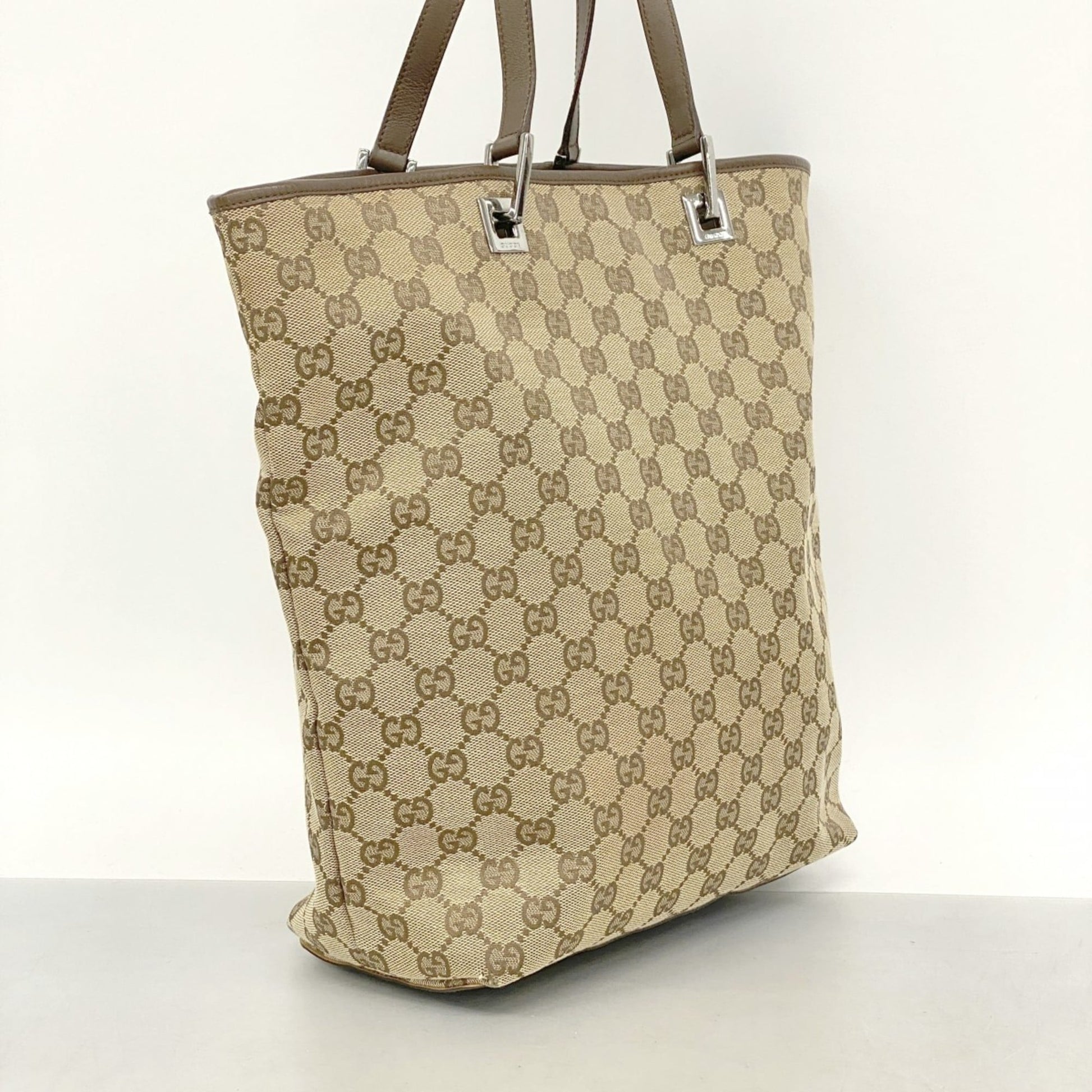 Gucci Beige Brown Canvas Tote Bag