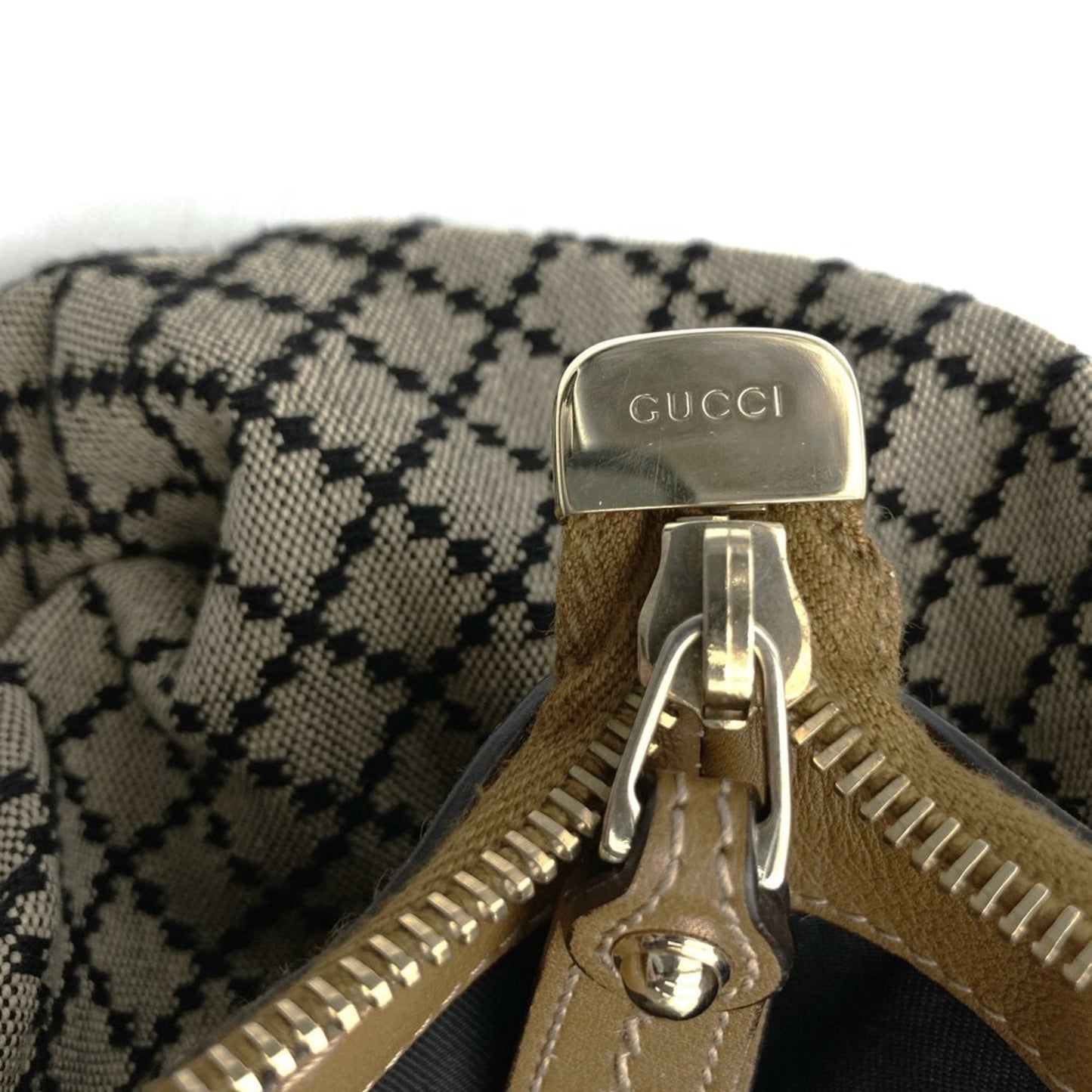 Gucci Brown Canvas Leather Handbag