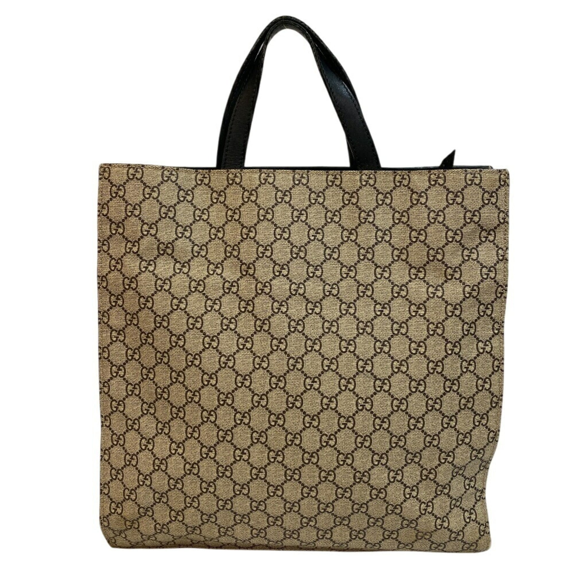 Gucci Beige Black Pvc Leather Tote Bag